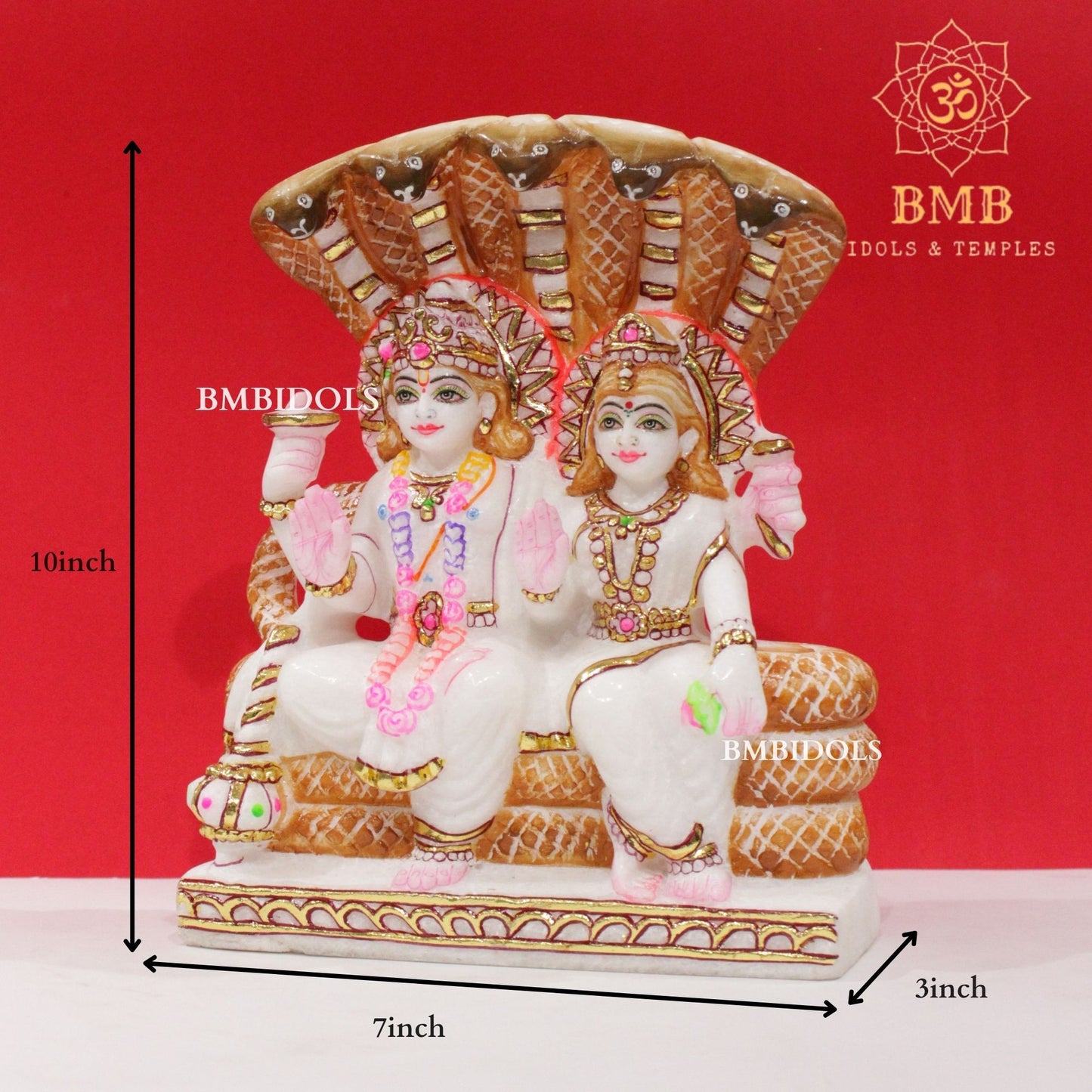 Marble Lakshmi Narayan Murti in 10inchesfor Home and Temples