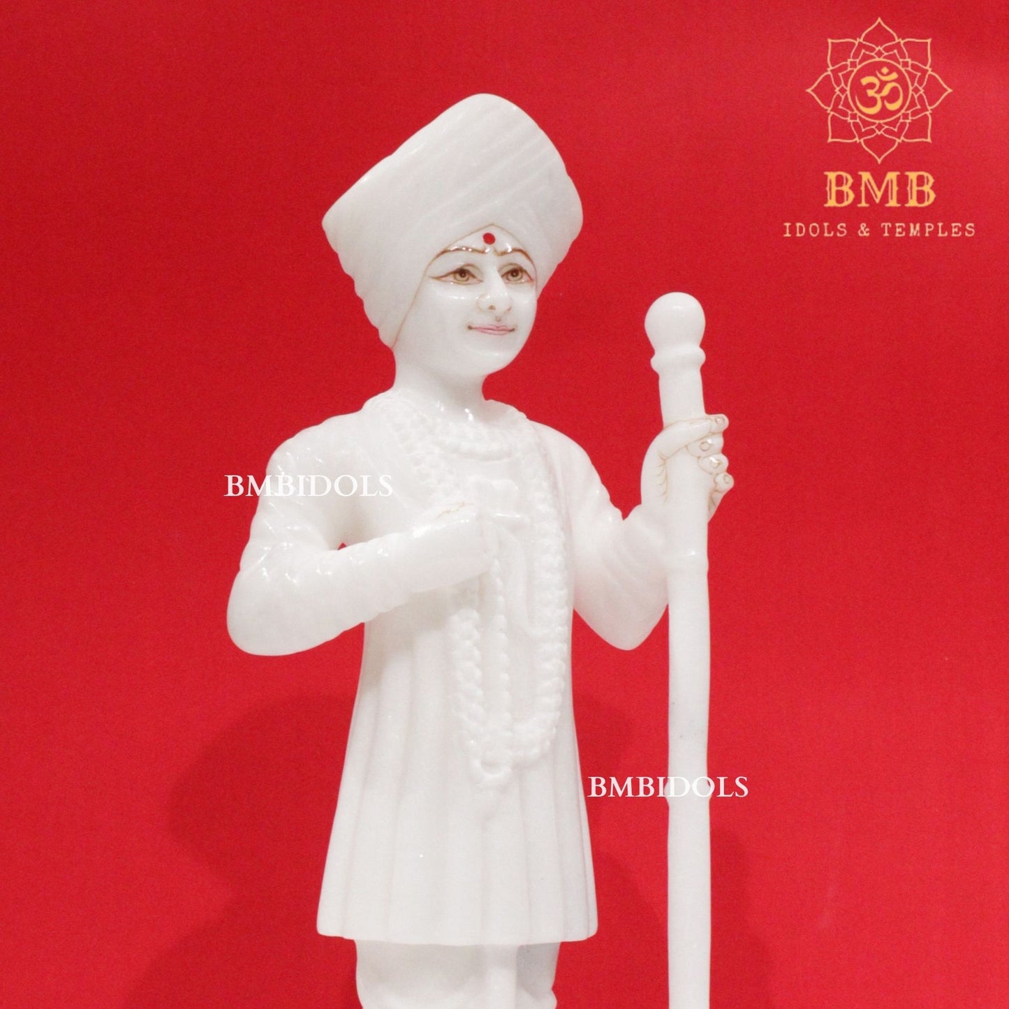 Marble Jalaram Bapa Murti in Standing Posture with Stick in 12inch
