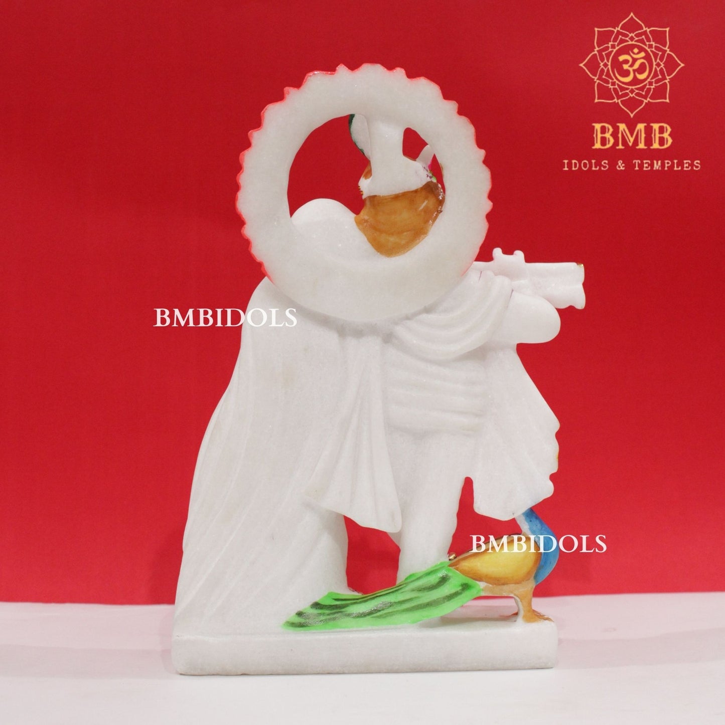 Marble Jugal Radha Krishna Statue in 12inches with flute