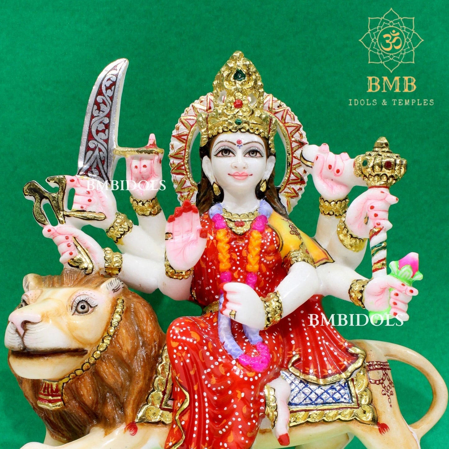 Marble Durga Statue made in Natural Makrana Marble in 12inch