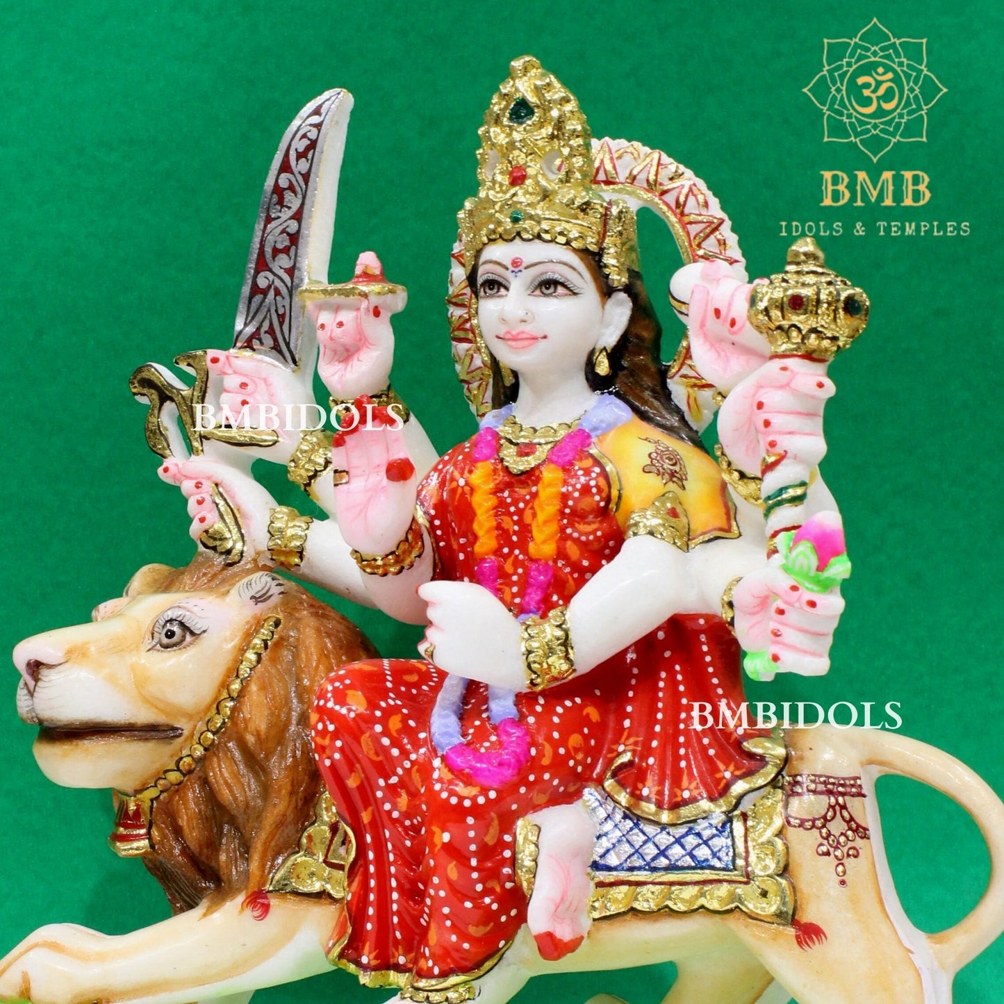 Marble Durga Statue made in Natural Makrana Marble in 12inch