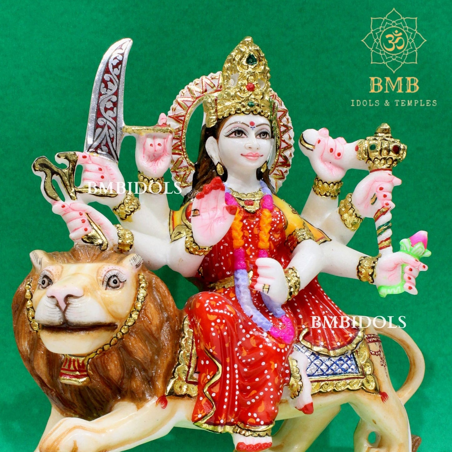 Marble Durga Statue made in Natural Makrana Marble in 12inch