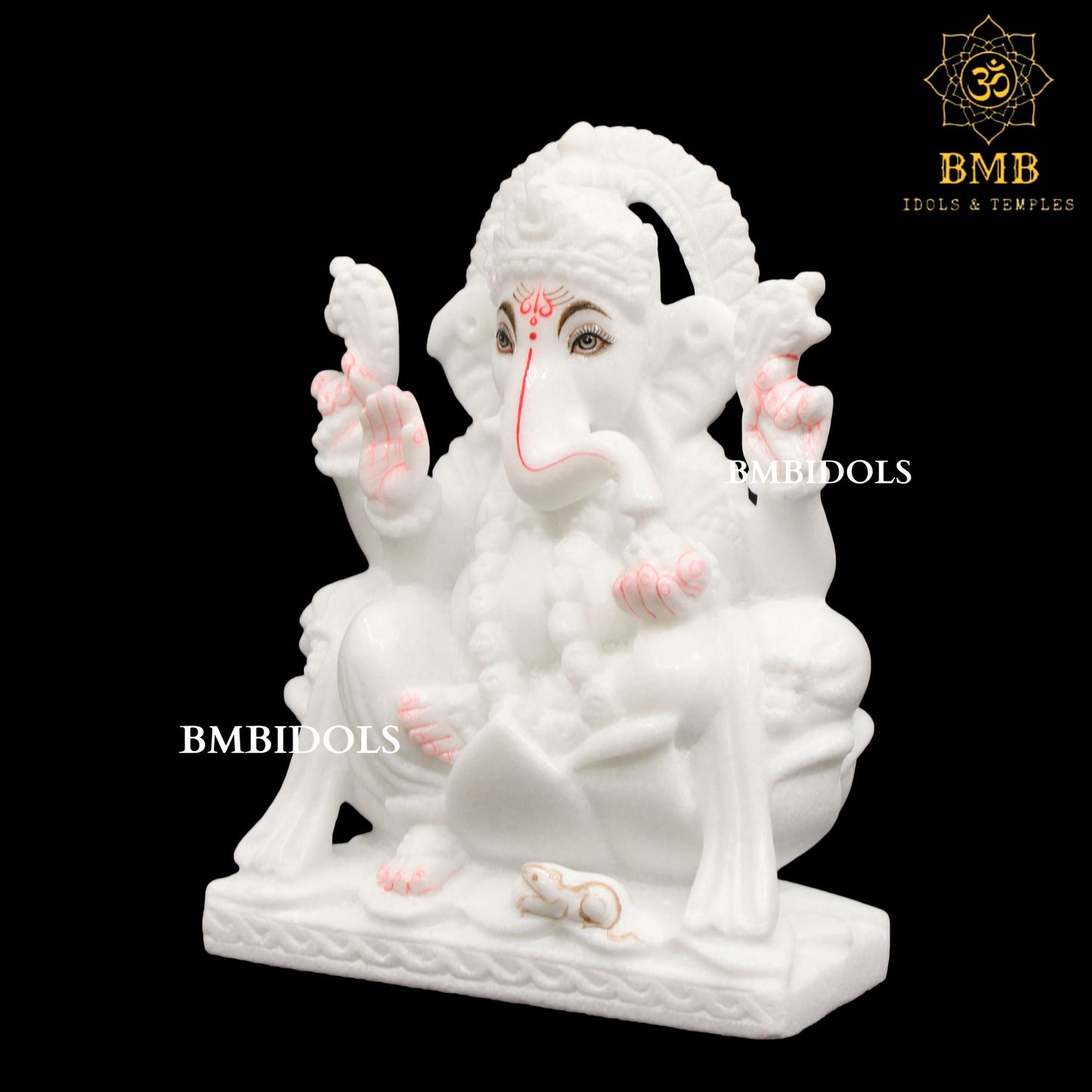 White Marble Ganesh Statue made in Vietnam Marble in 9inches