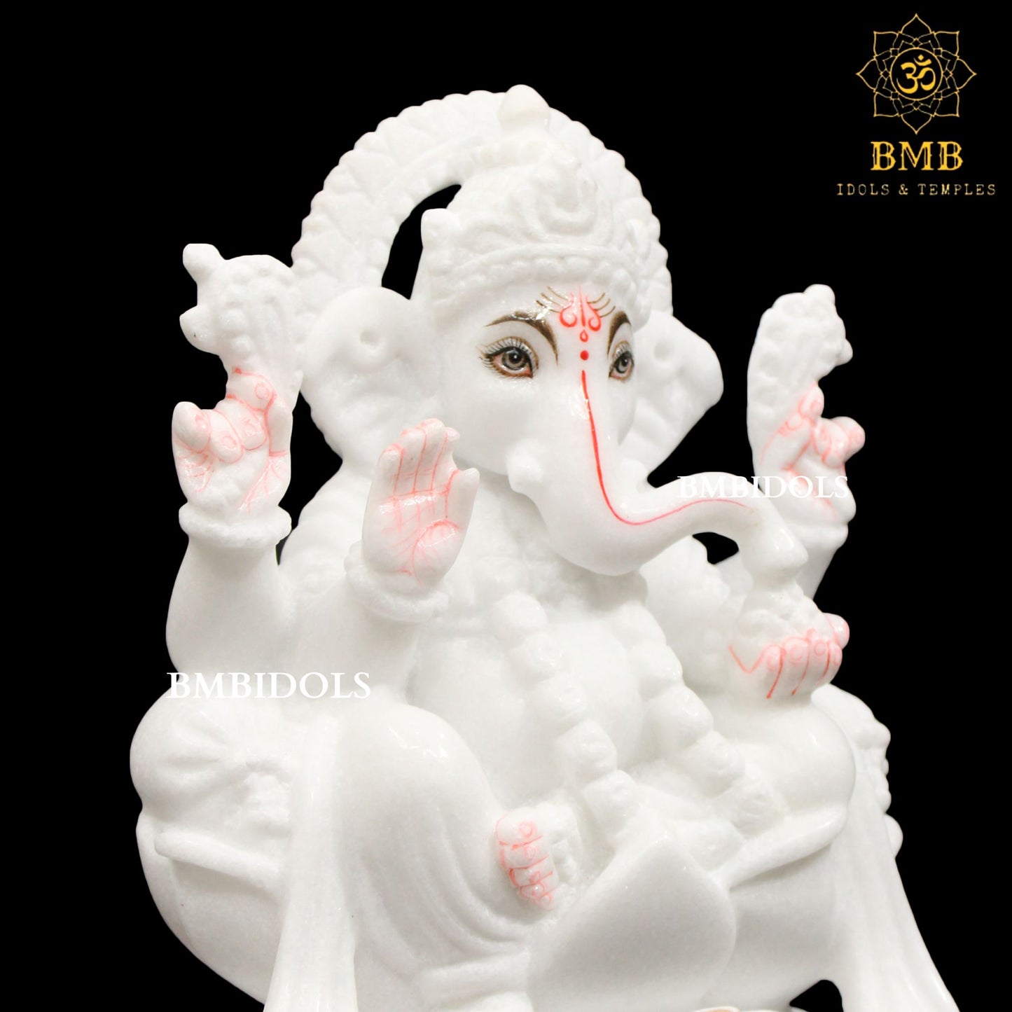 White Marble Ganesh Statue made in Vietnam Marble in 9inches