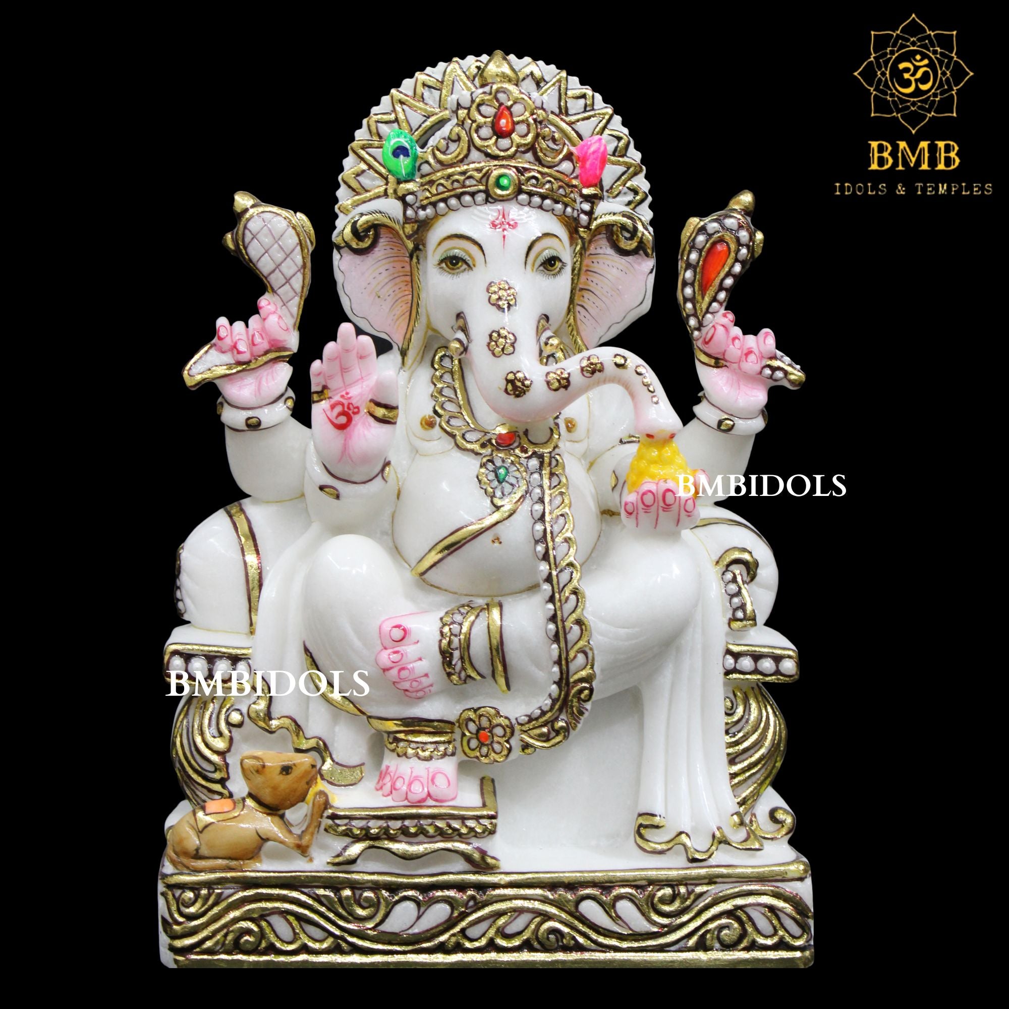 Marble Ganesh Bhagwan Murti made in Makrana Marble in 12inches – BMBIDOLS