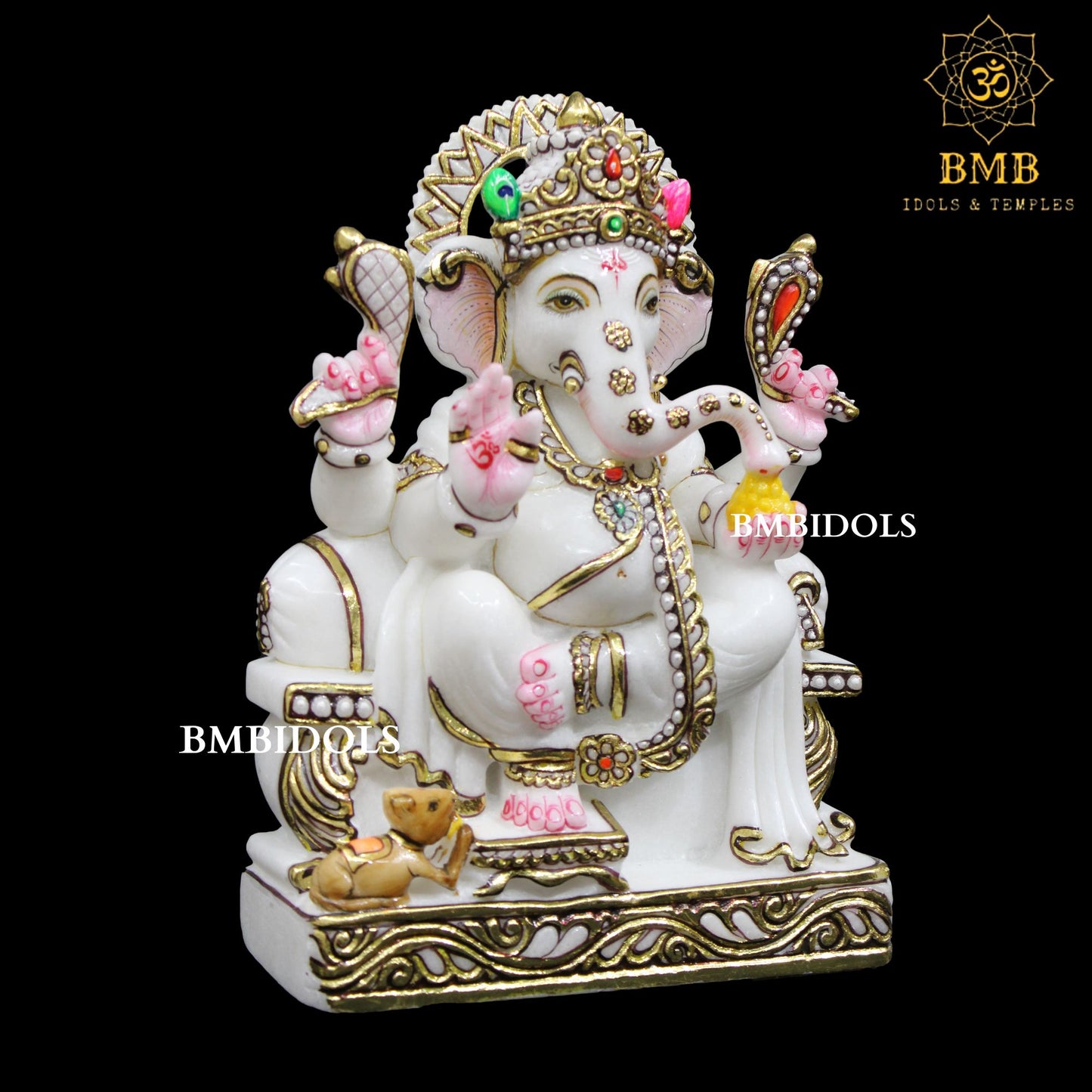 Marble Ganesh Bhagwan Murti made in Makrana Marble in 12inches