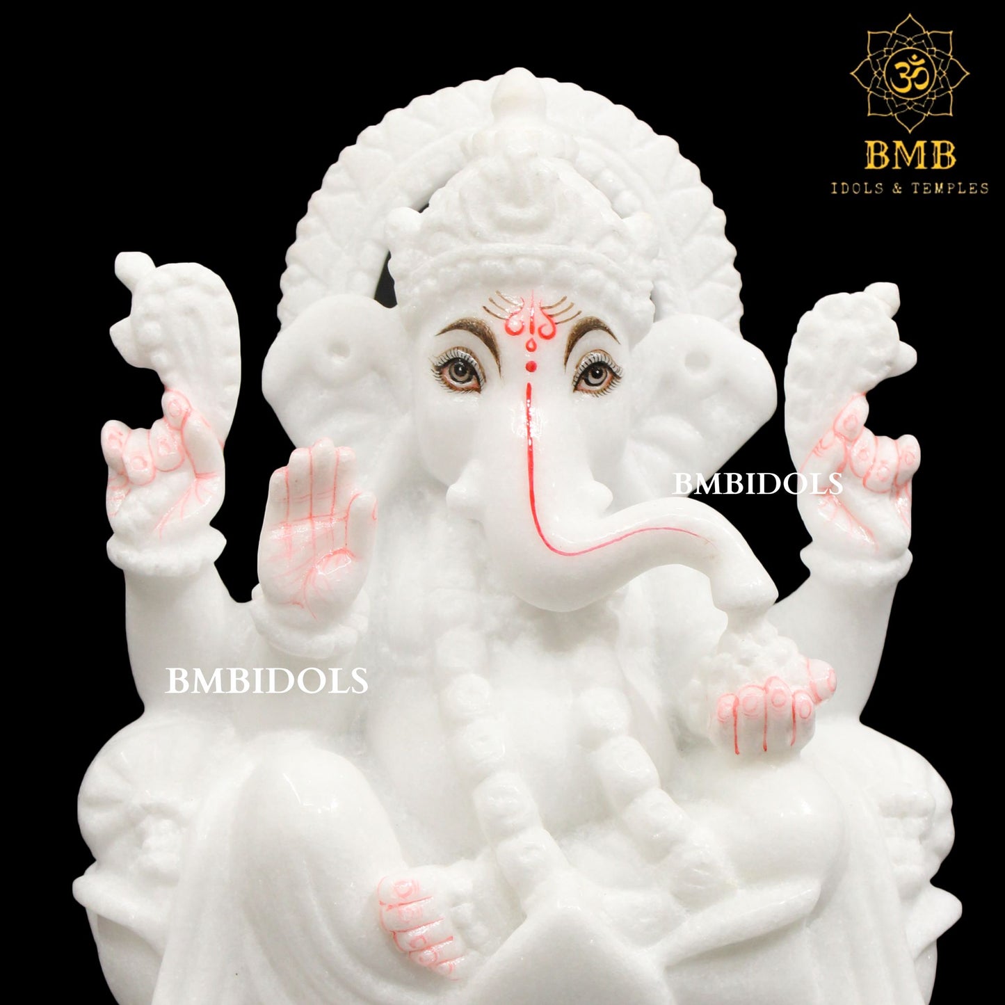 White Marble Ganesh Statue made in Vietnam Marble in 9inches