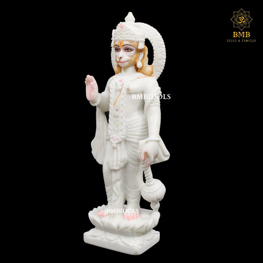 Ashirwad Marble Hanuman Statue in Standing Posture in Makrana Marble 15inches