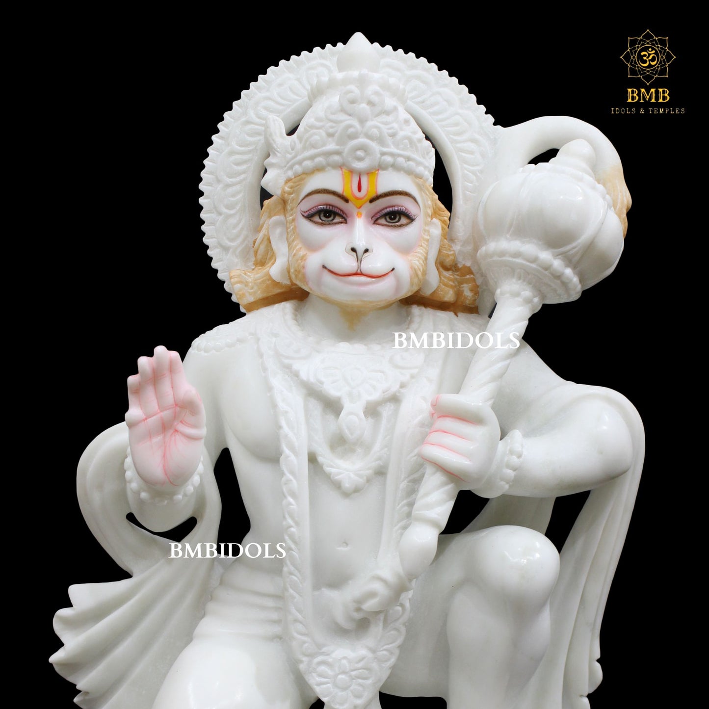 Marble Ashirwad Hanuman Statue made in Makrana Marble in 15inches