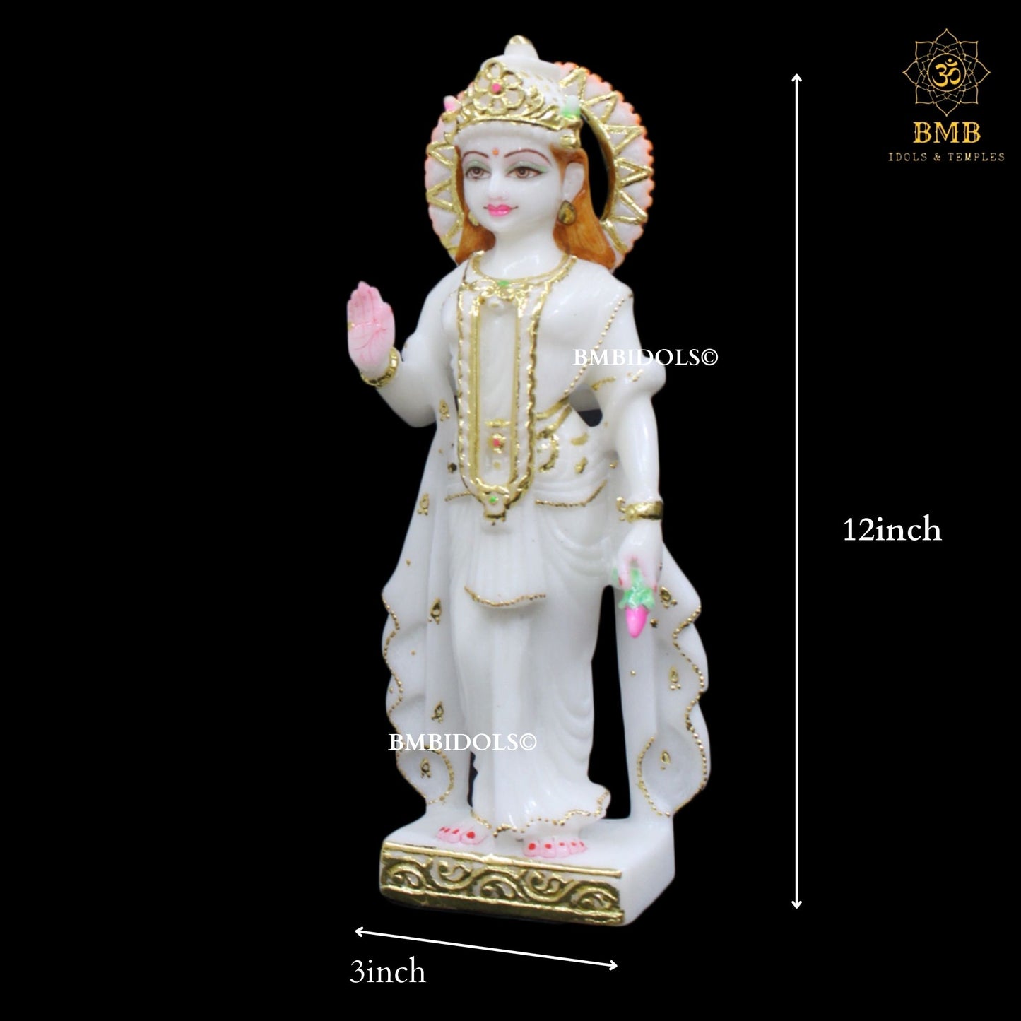 Marble Radha Krishna Murti made in Makrana Marble in 12inches