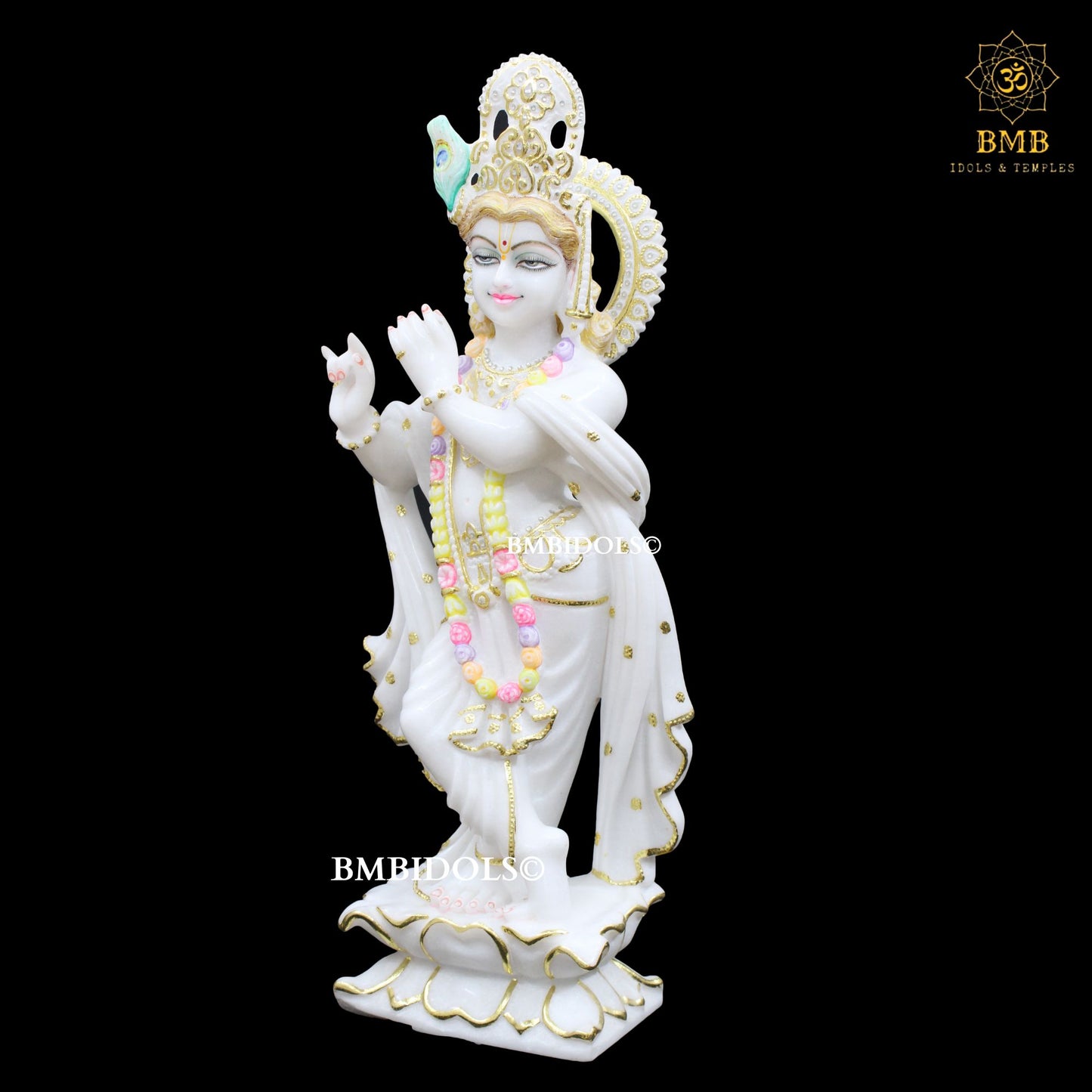 Marble Krishna Murti made in Makrana Marble in 24inches (2feet)