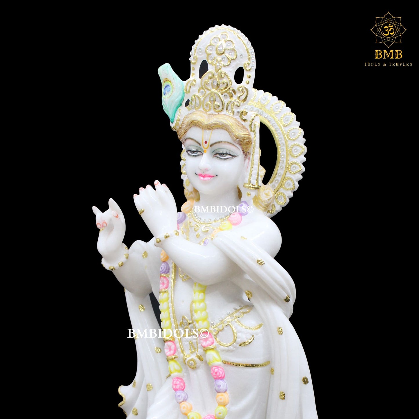 Marble Krishna Murti made in Makrana Marble in 24inches (2feet)