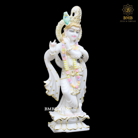 Marble Krishna Murti made in Makrana Marble in 24inches (2feet)