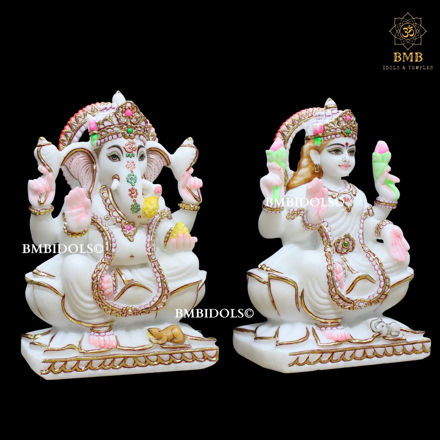 Marble Ganesh Lakshmi Statue made in Makrana Marble in 1feet