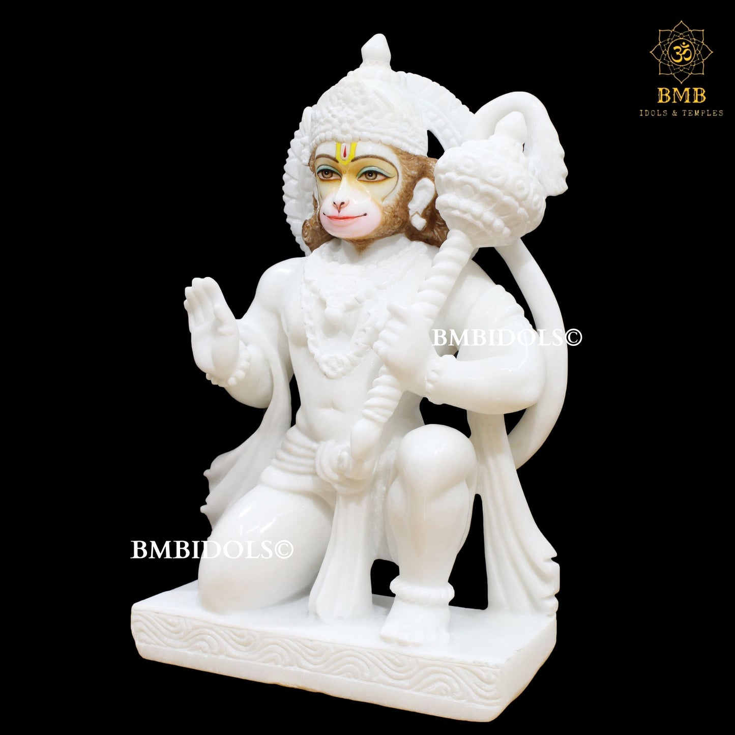 Marble Ashirwad Hanuman Statue made in 18inches for Homes and Temples