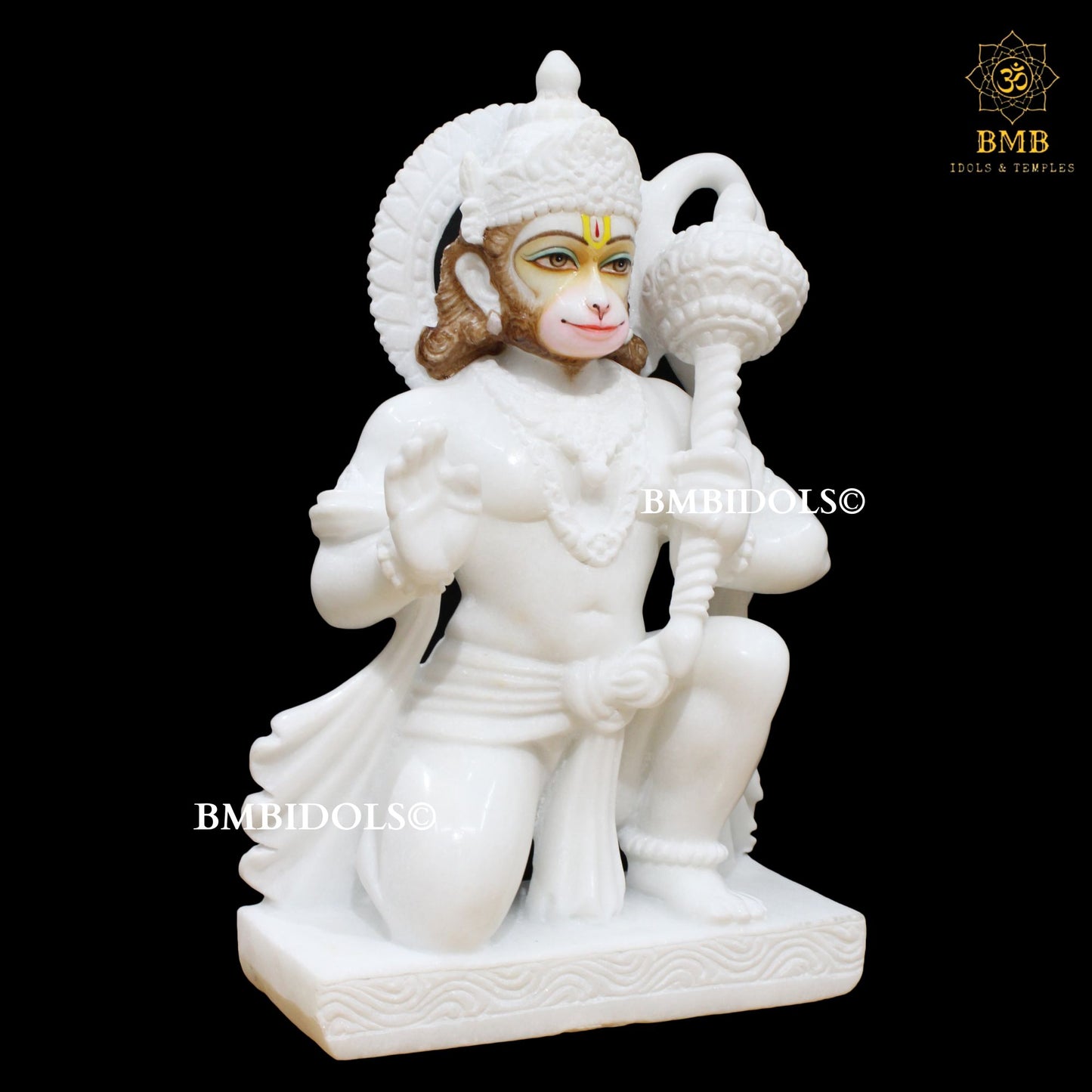 Marble Ashirwad Hanuman Statue made in 18inches for Homes and Temples