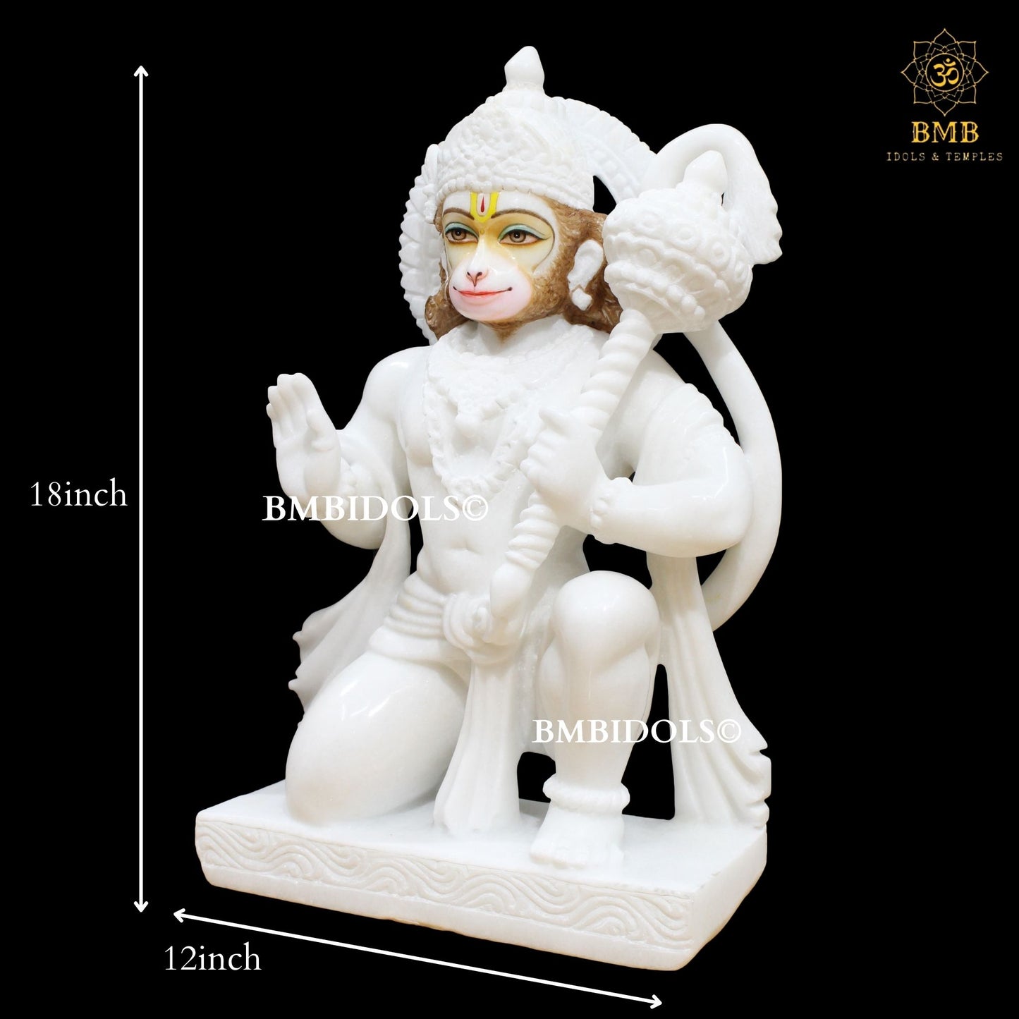 Marble Ashirwad Hanuman Statue made in 18inches for Homes and Temples