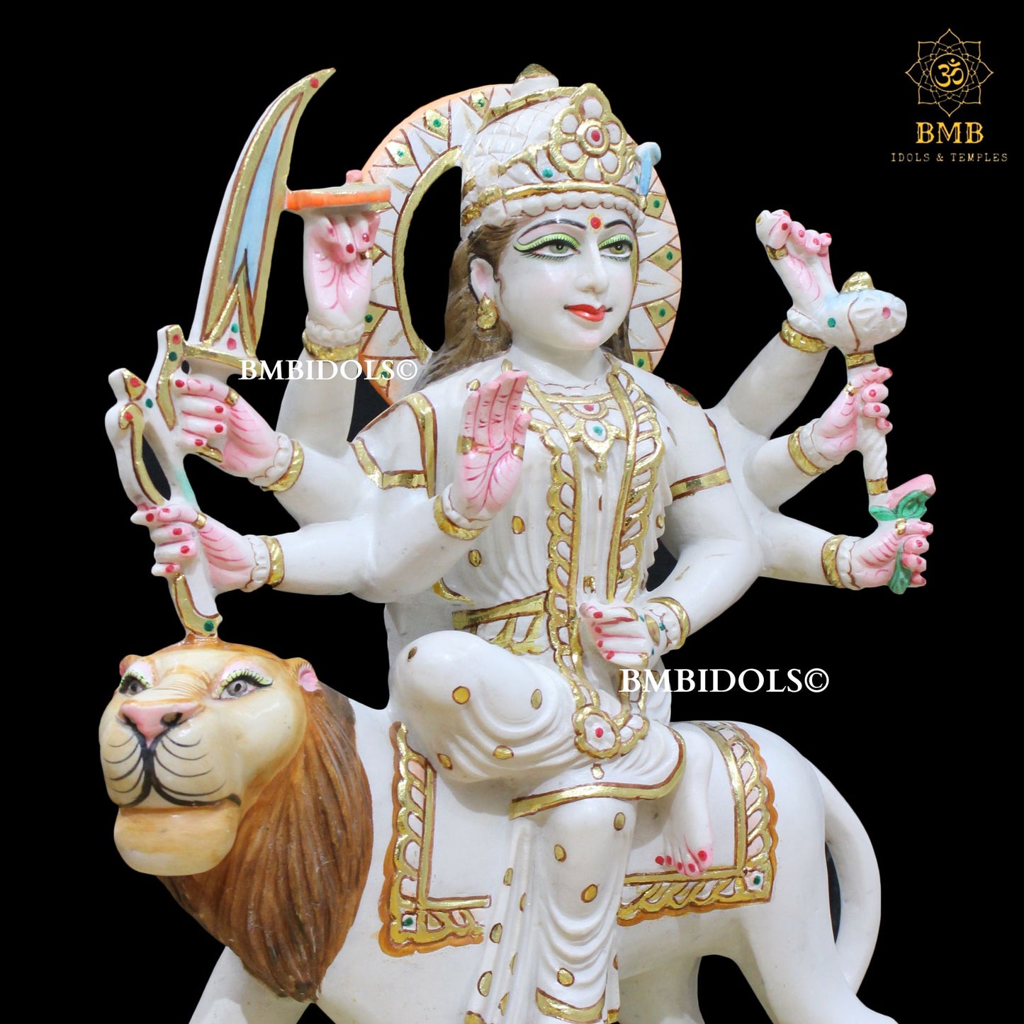 Marble Durga Mata Statue in 18inches for Homes & Temples