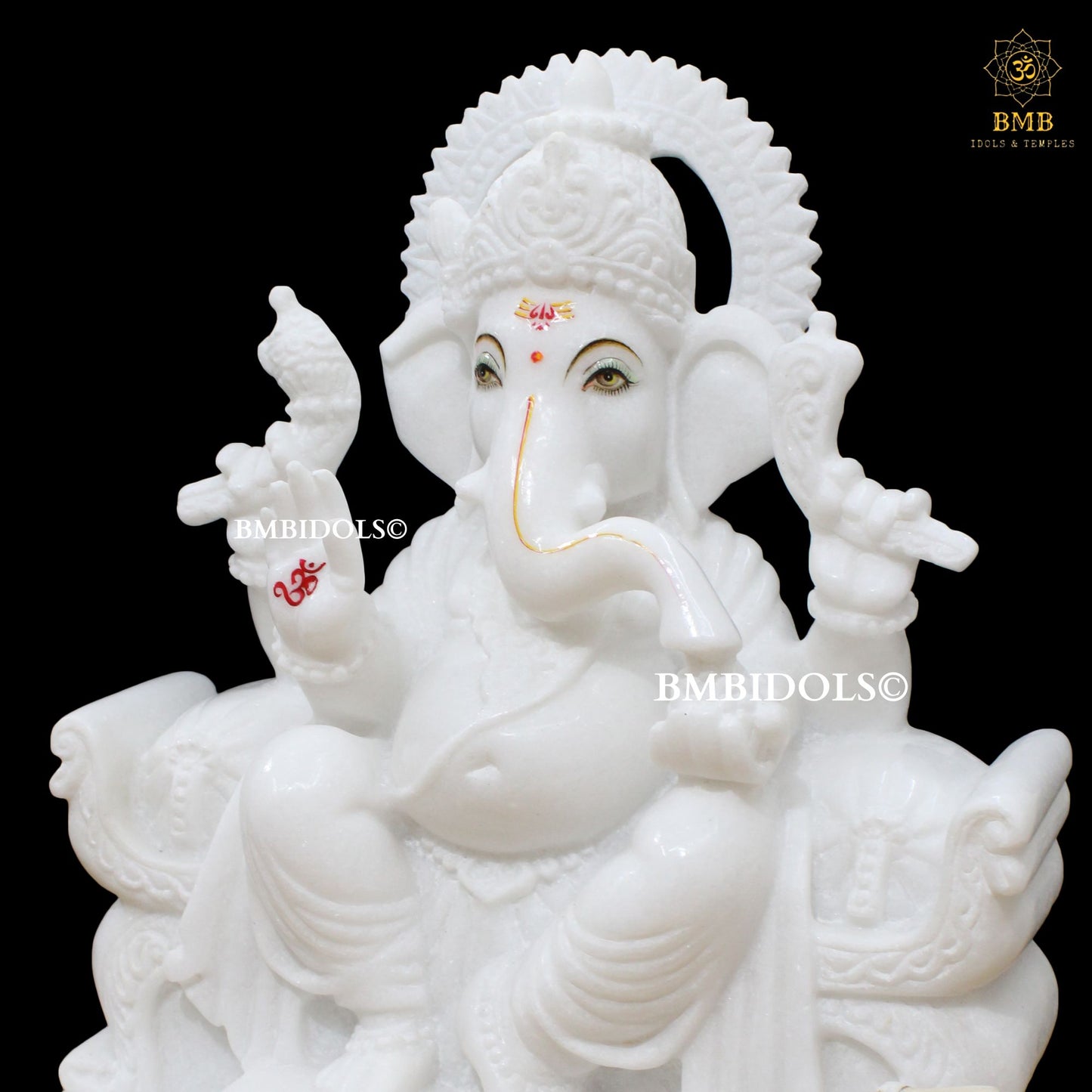 White Marble Ganesh Murti in 15inches for Homes & Temples