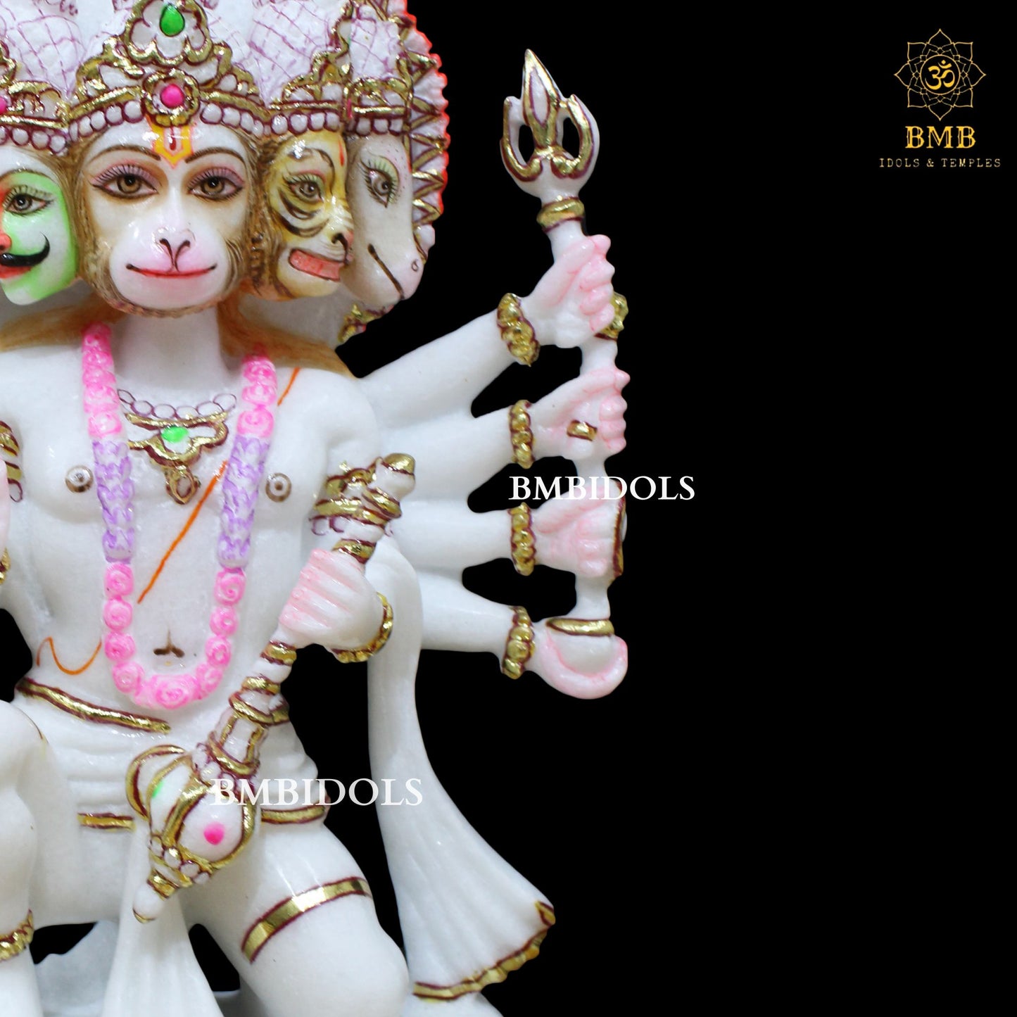 Marble Panchmukhi Hanuman Murti in 12inches for Homes and Temples