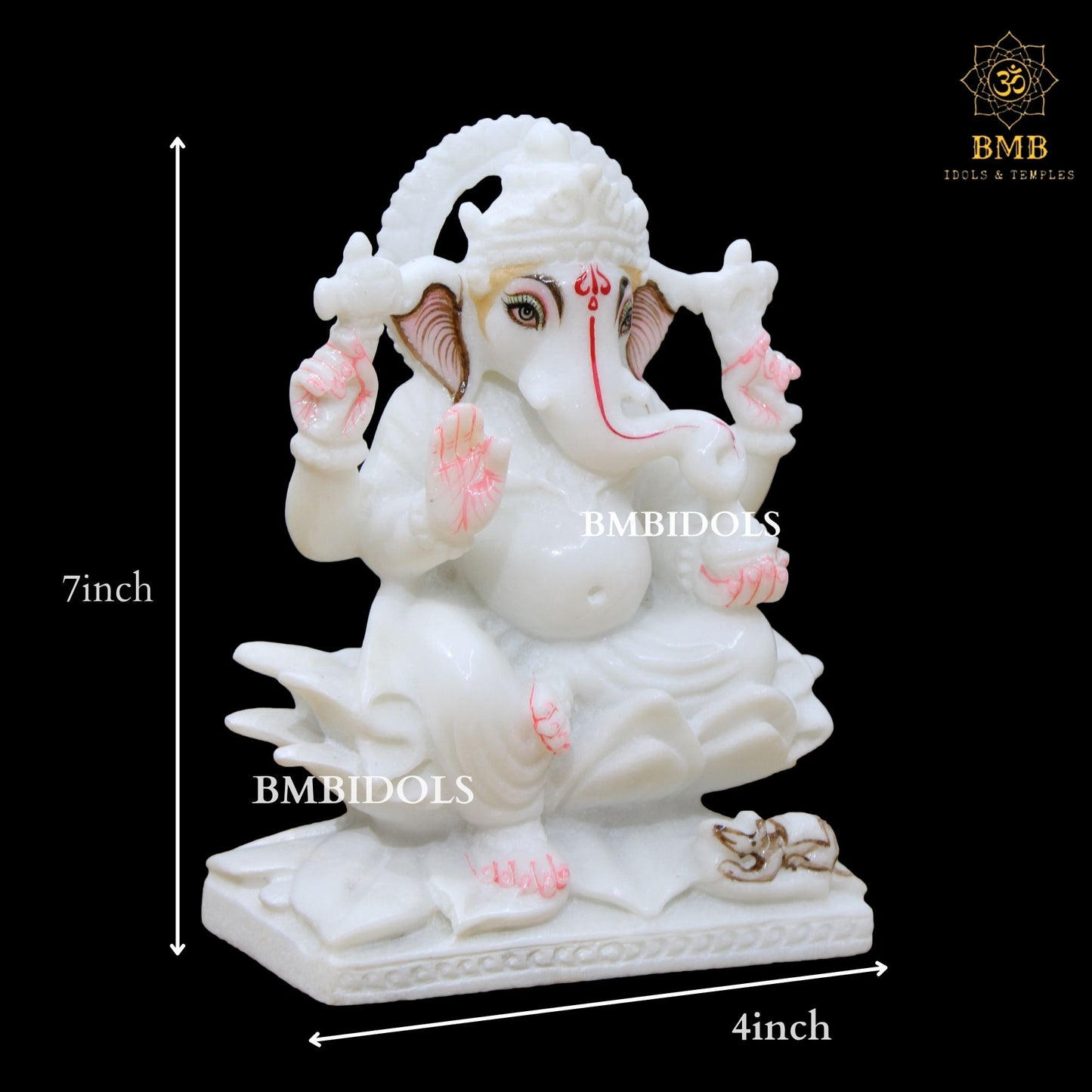 Marble Ganesh Lakshmi Saraswati Statue for Homes and Temple in White Marble