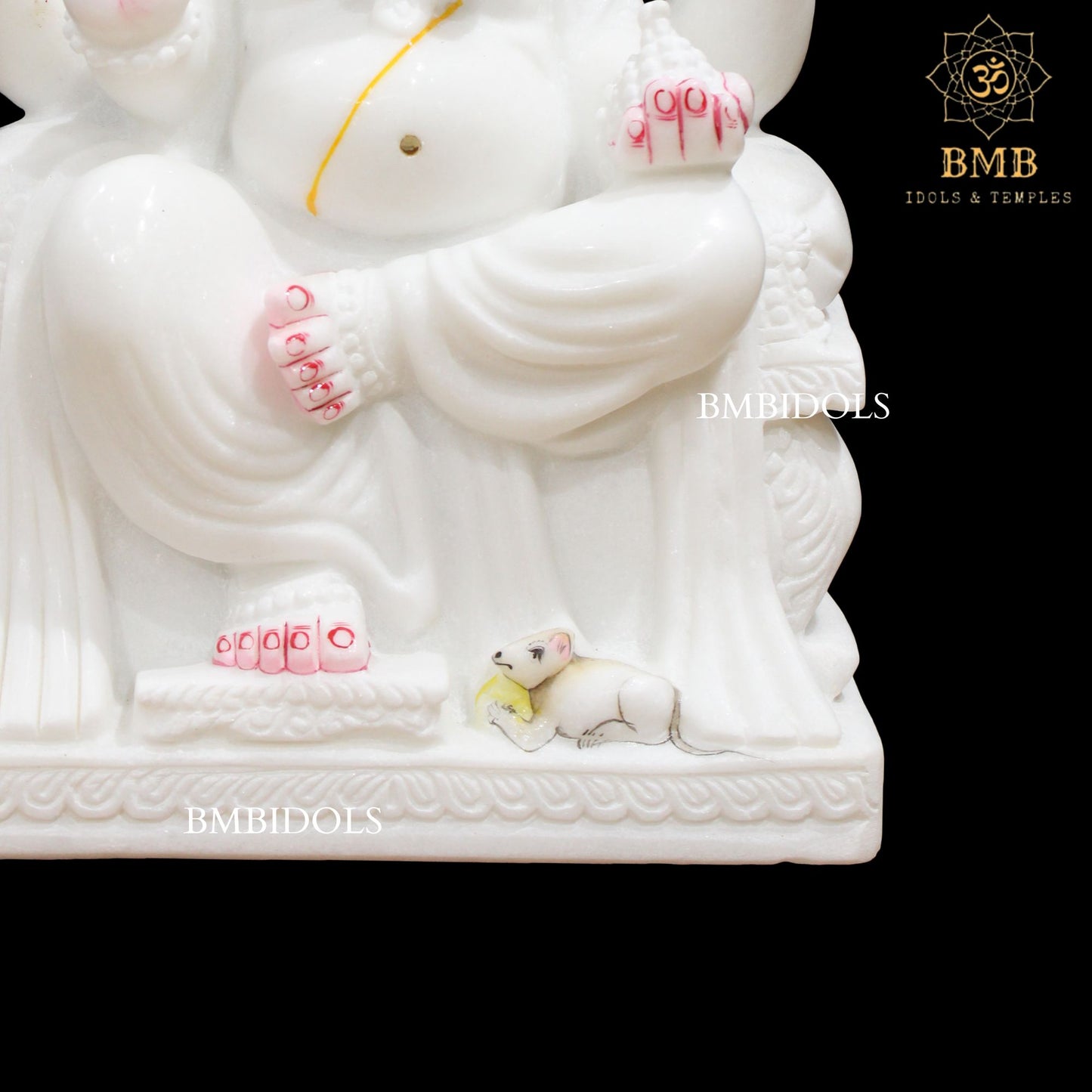 White Makrana Marble Ganesha Murti in 15inches