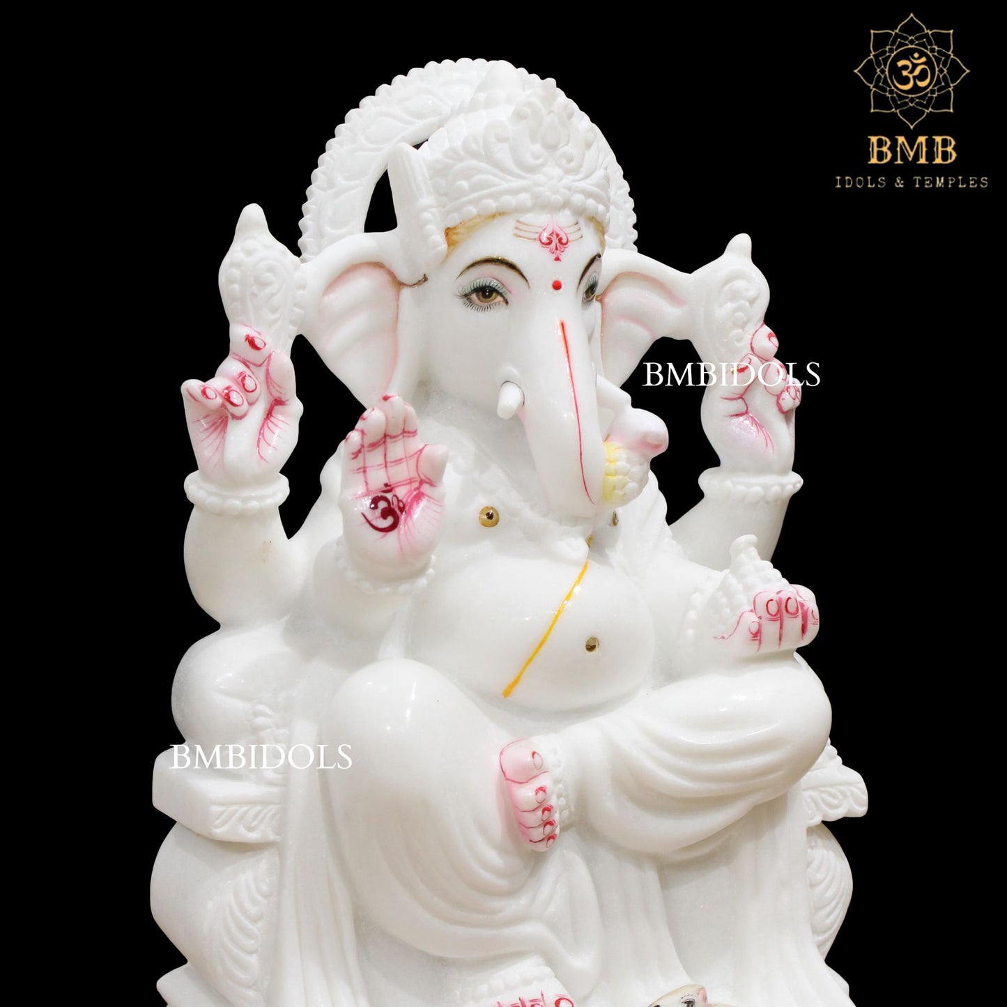 White Makrana Marble Ganesha Murti in 15inches