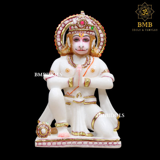 Marble Das Hanuman Murti made in Makrana Marble in Namaskar Posture