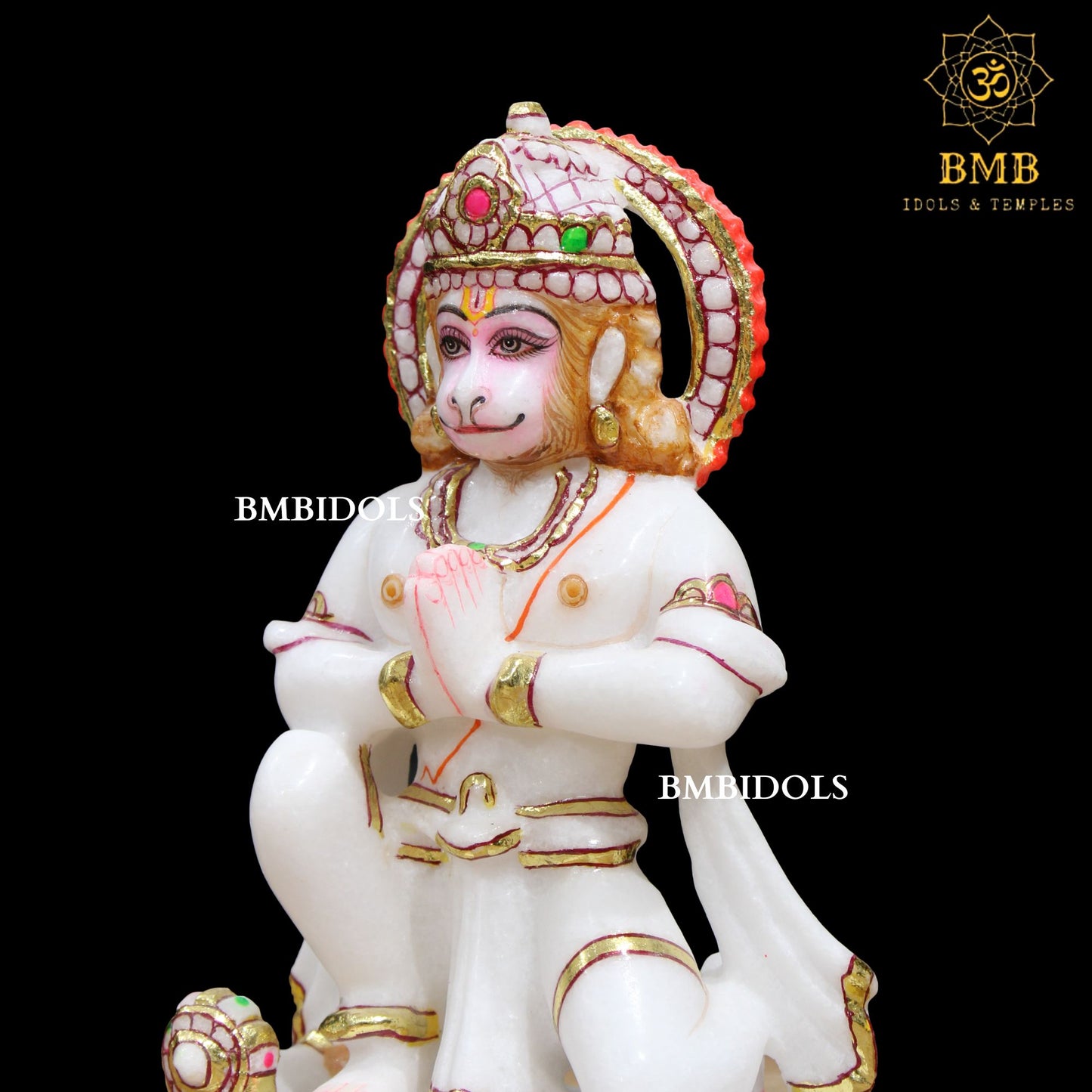 Marble Das Hanuman Murti made in Makrana Marble in Namaskar Posture