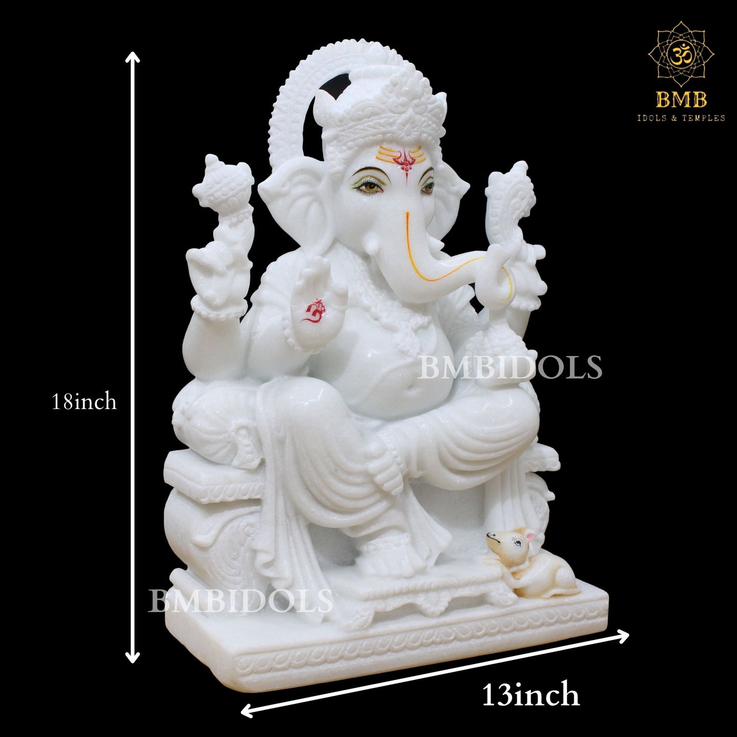 Marble Ganesh Statue made in 18inches for Homes and Temples, Ganpati Murti