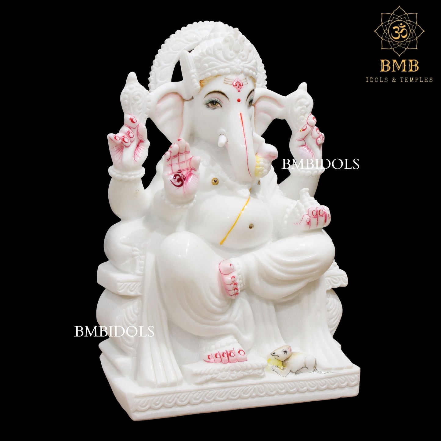 White Makrana Marble Ganesha Murti in 15inches