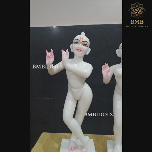 Marble Iskcon Radha Krishna Murti in 2feet made in Makrana Marble