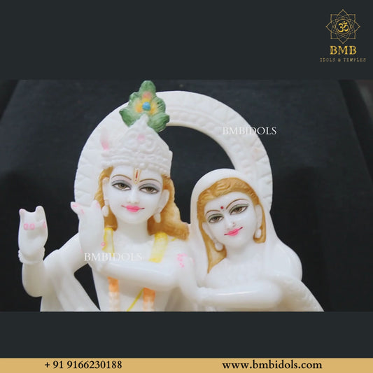 Marble Jugal Radha Krishna Statue in 18inch in Makrana Marble