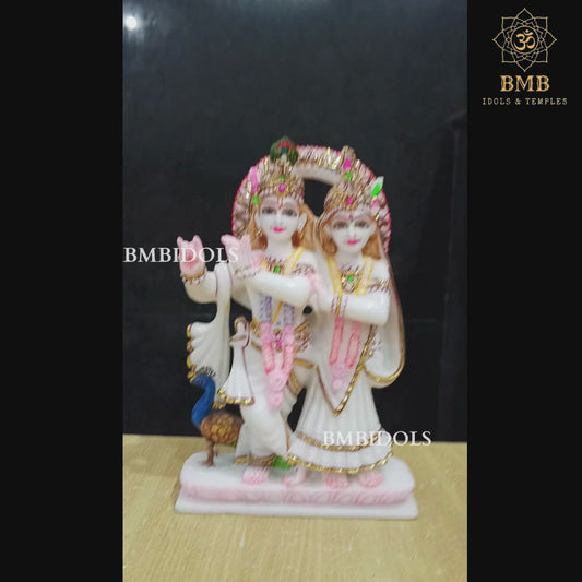 White Marble Jugal Radha Krishna Statue in 12inches Makrana Marble