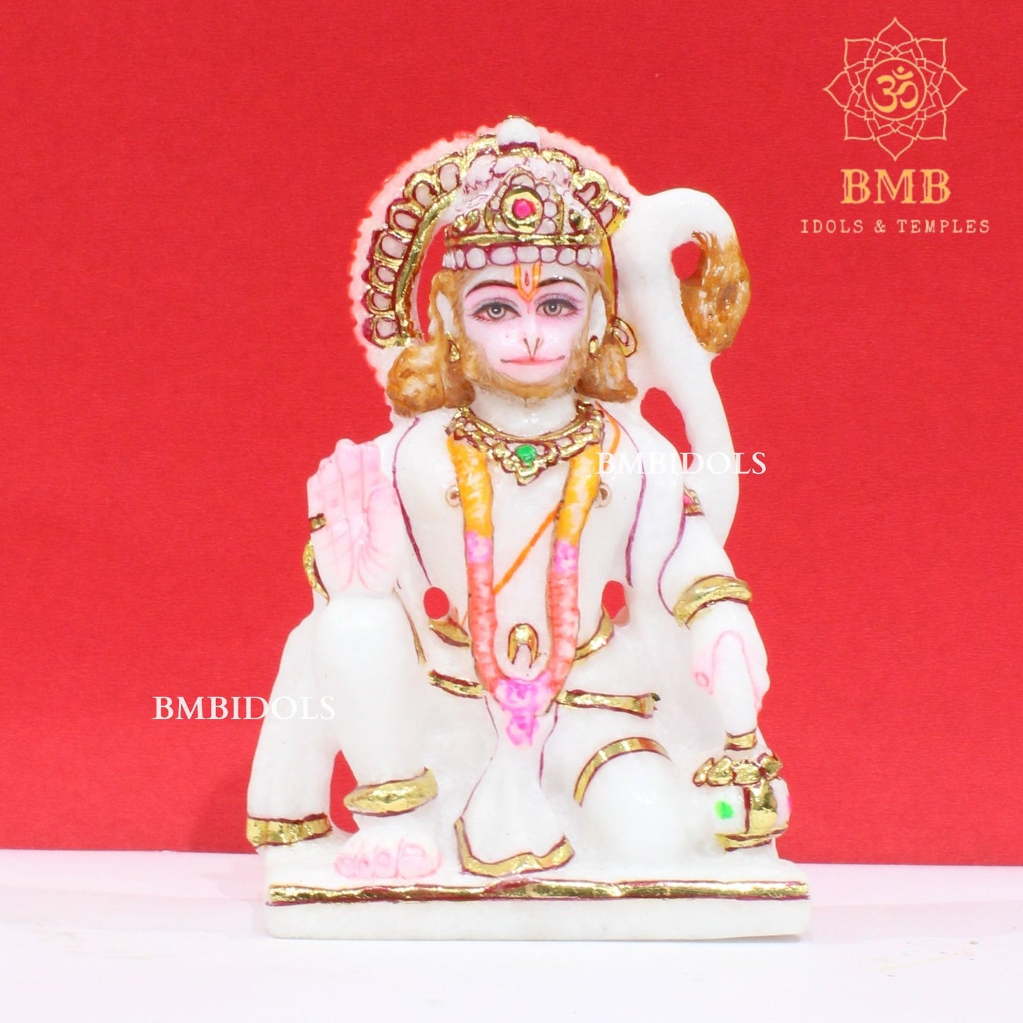 Small Marble Hanuman Murti in Makrana Marble in 6inch in Ashirwad Pose