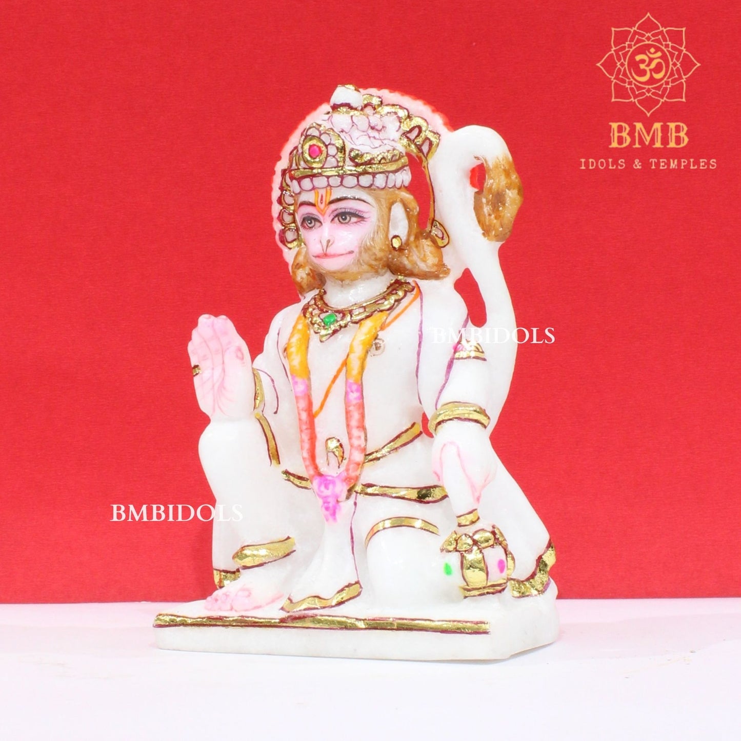 Small Marble Hanuman Murti in Makrana Marble in 6inch in Ashirwad Pose