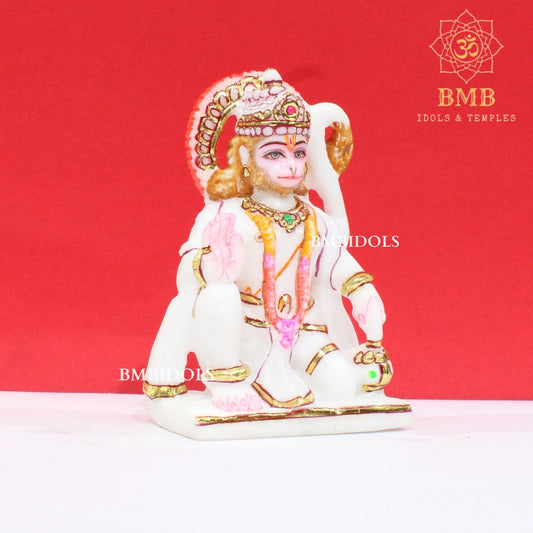 Small Marble Hanuman Murti in Makrana Marble in 6inch in Ashirwad Pose