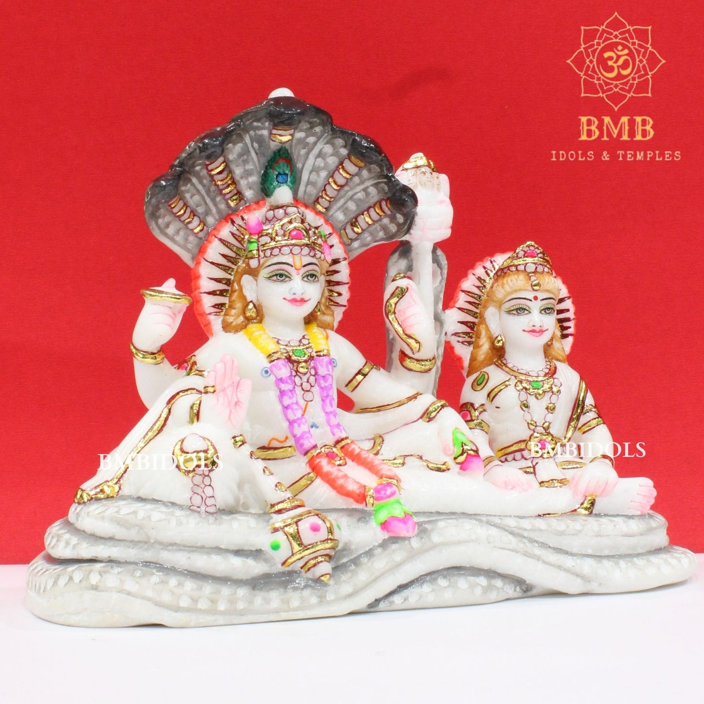 Marble Vishnu Lakshmi Statue in Makrana Marble in 6inches