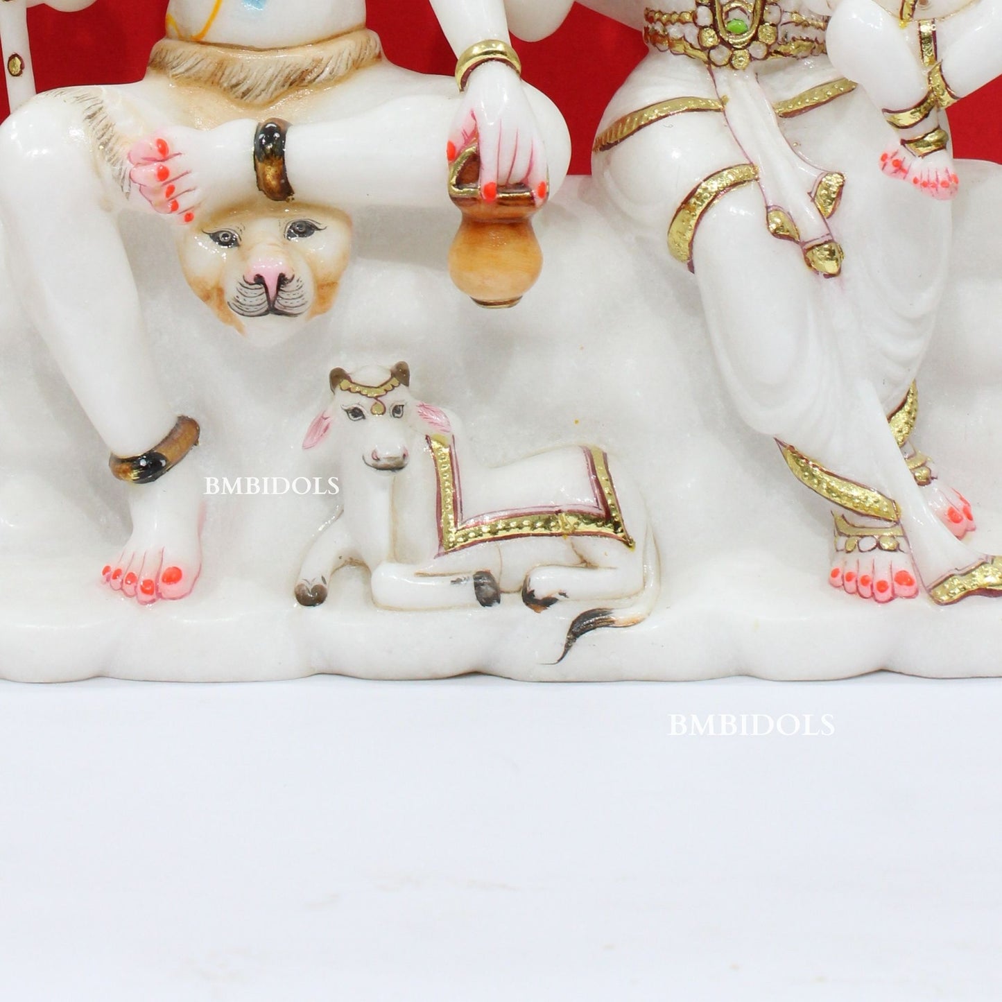 Marble Shiv Parivar Statue in Makrana Marble in 15inches