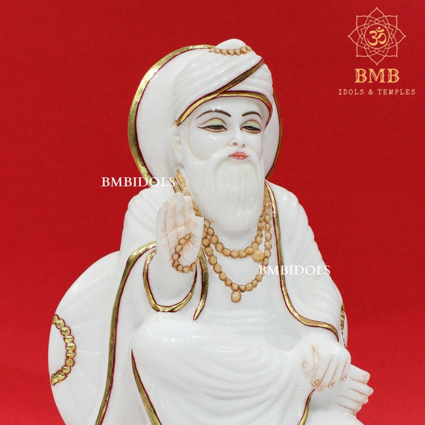 Marble Guru Nanak Dev Statue made in White Makrana Marble in 12inches