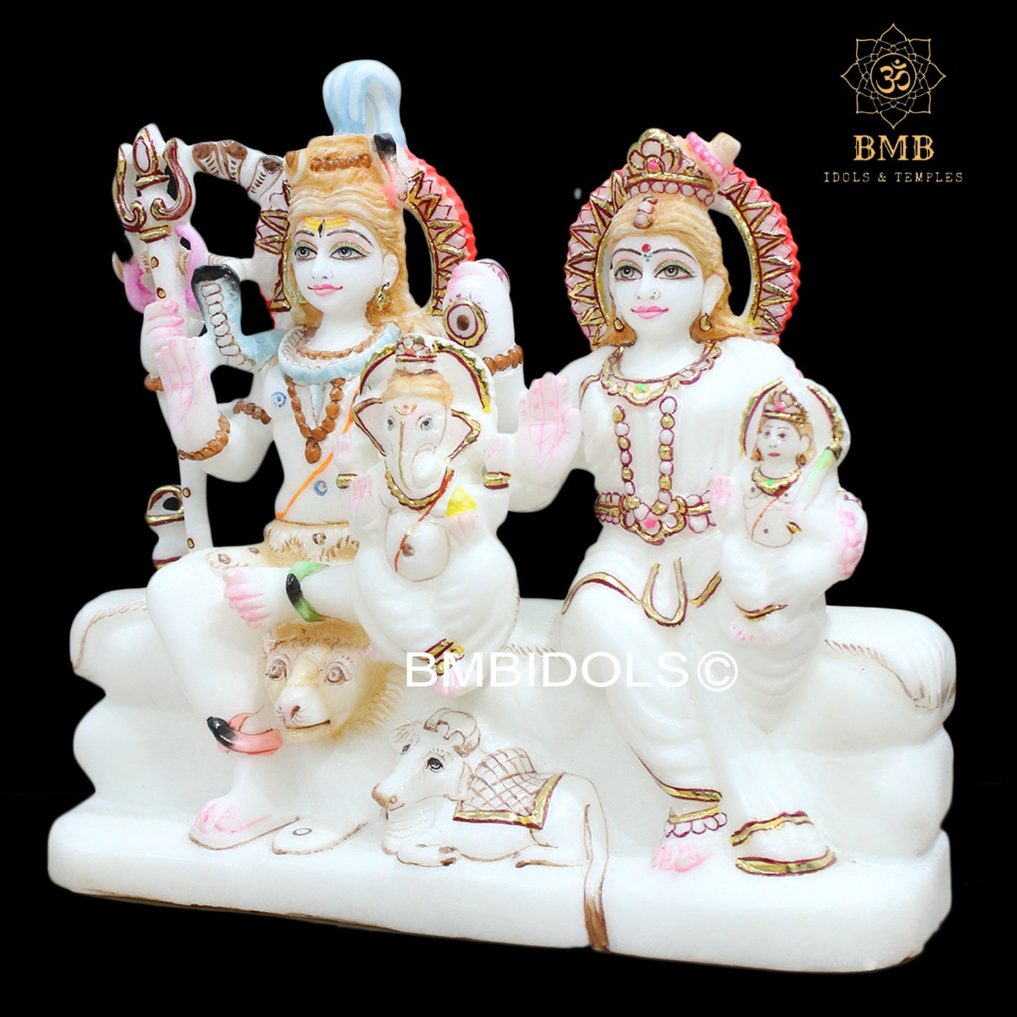 Marble Shiv Parivar Murti with Ganesh Ji and Murugan For Home