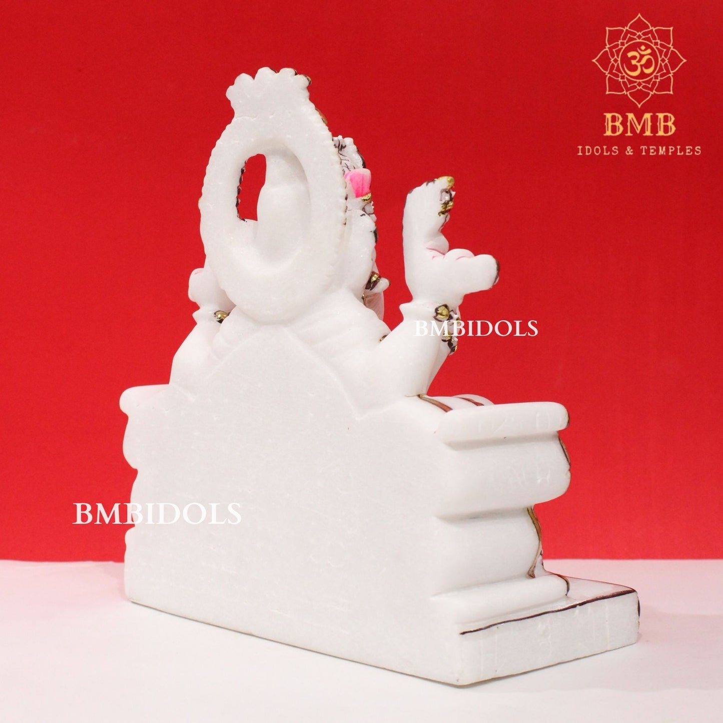 Marble Ganesh Murti sitting on Chowki made in Makrana Marble