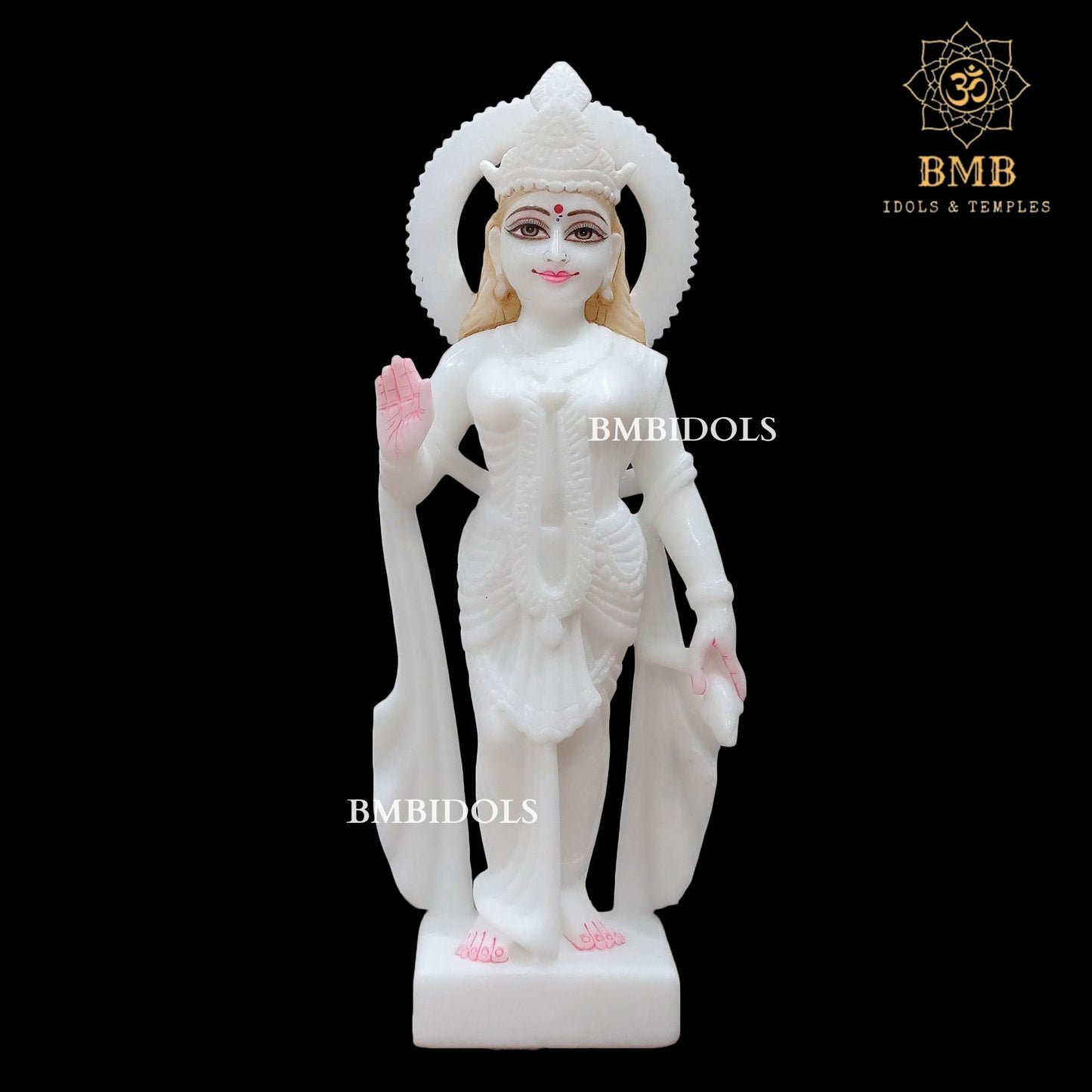Makrana Marble Radha Krishna Statue in Full Whiteness in 15inch