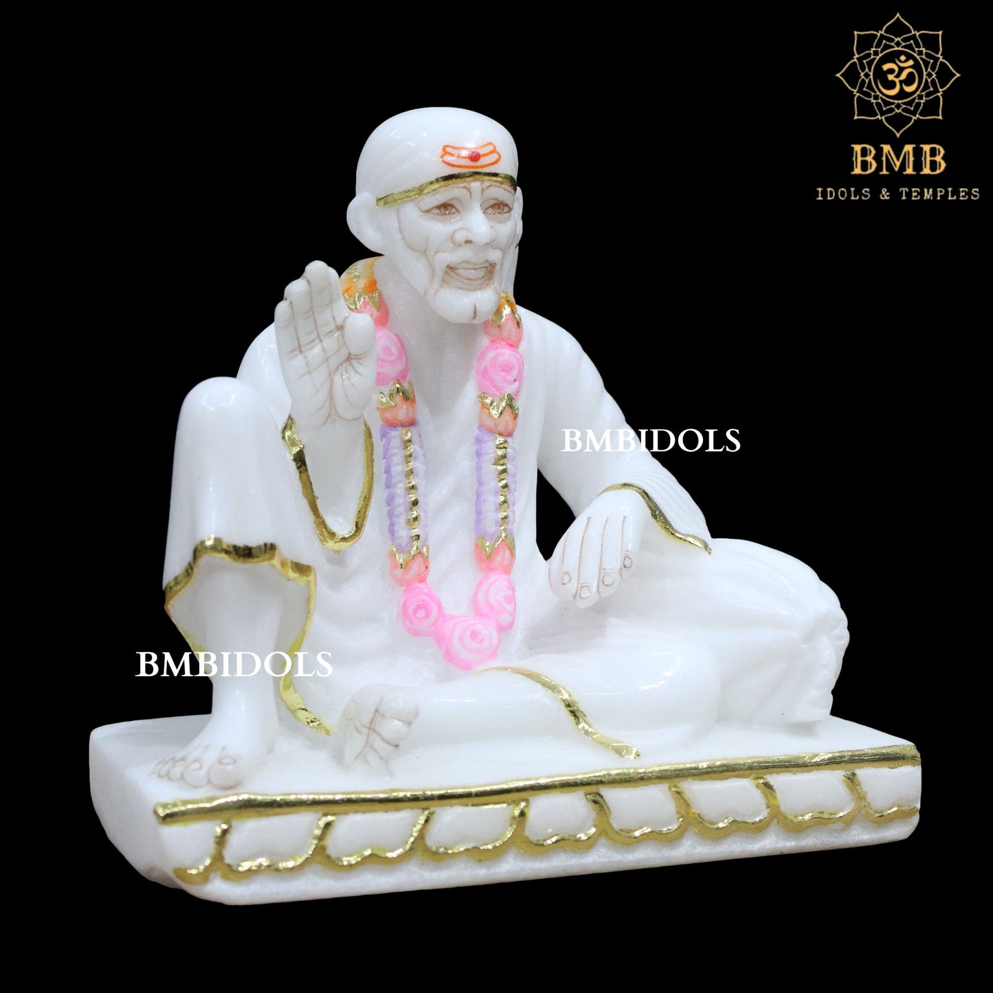 Dwarka Mai Sai Baba Idol made in Natural Marble in 7inches in Makrana Marble