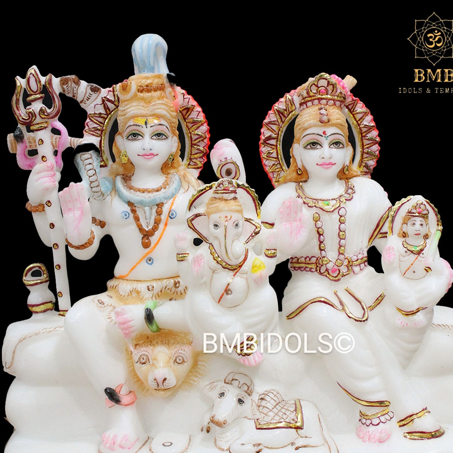 Marble Shiv Parivar Murti with Ganesh Ji and Murugan For Home