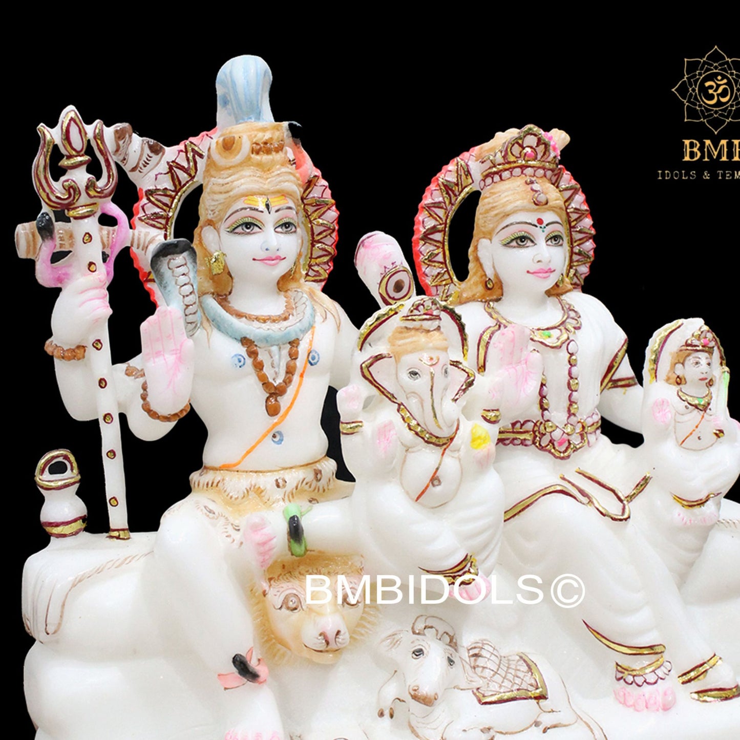 Marble Shiv Parivar Murti with Ganesh Ji and Murugan For Home