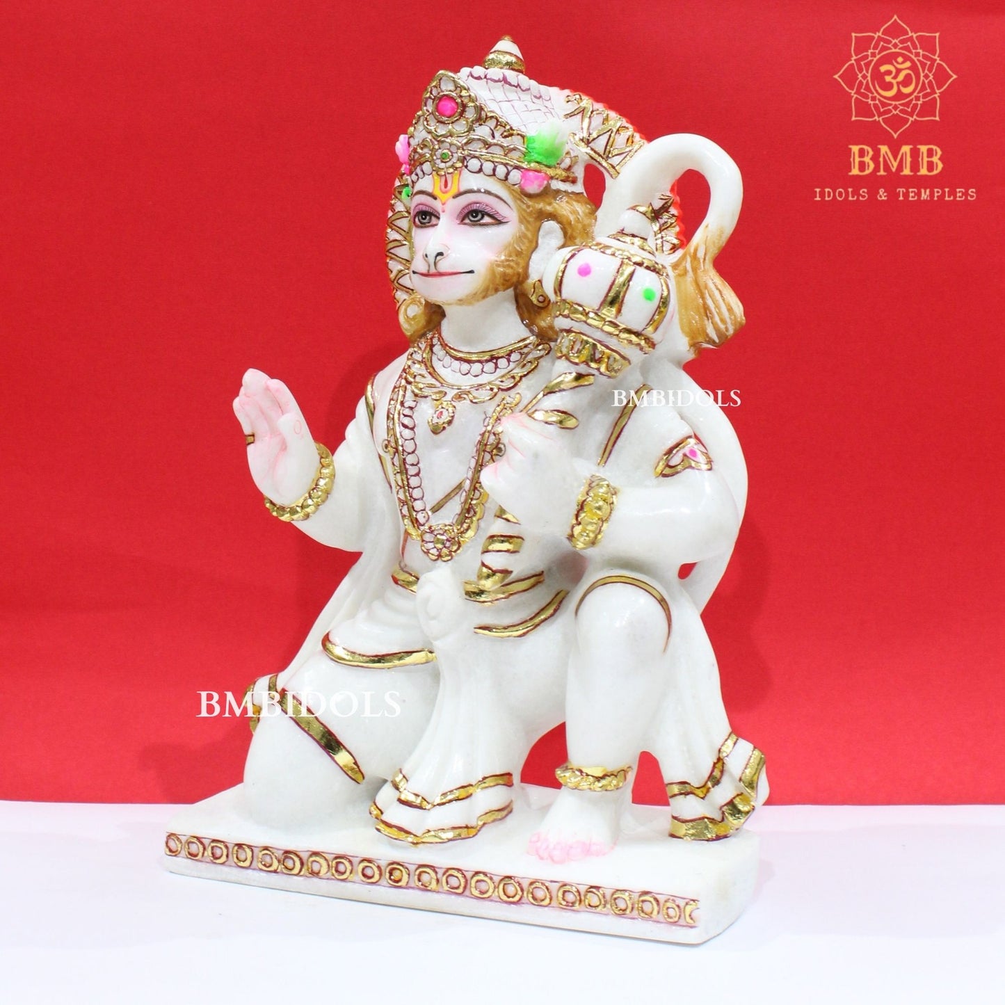 Marble Hanuman Murti in Makrana Marble 15inches ashirwad Posture
