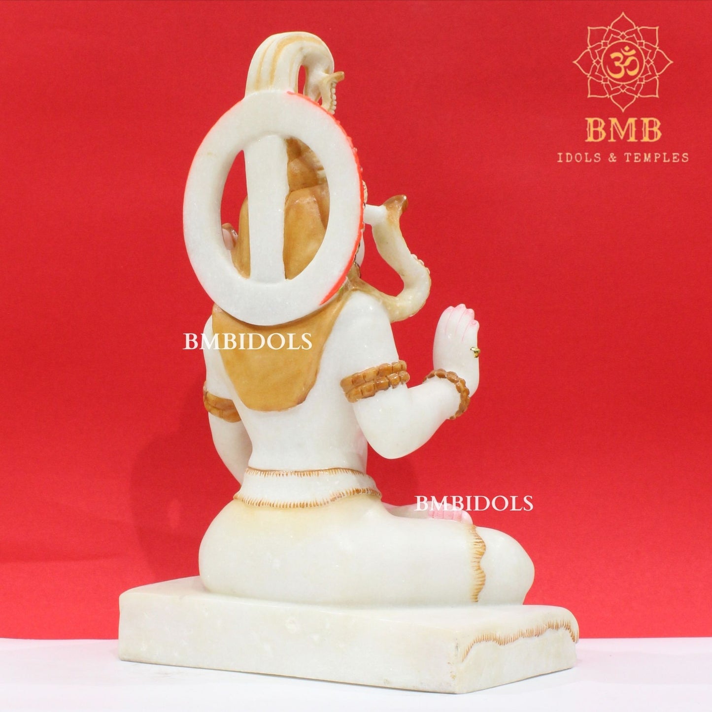 White Marble Shiva Statue in Ashirwad Posture in 15inches for Home and Temples