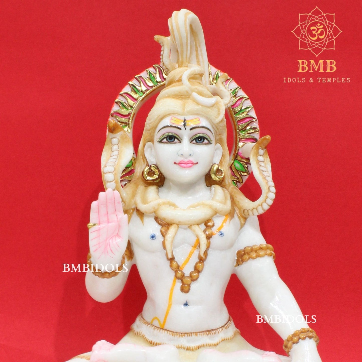 White Marble Shiva Statue in Ashirwad Posture in 15inches for Home and Temples