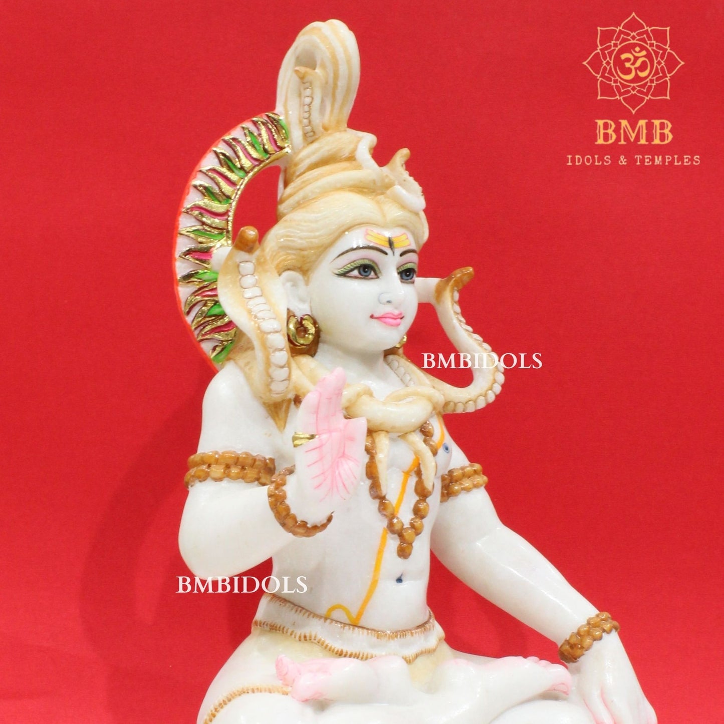 White Marble Shiva Statue in Ashirwad Posture in 15inches for Home and Temples